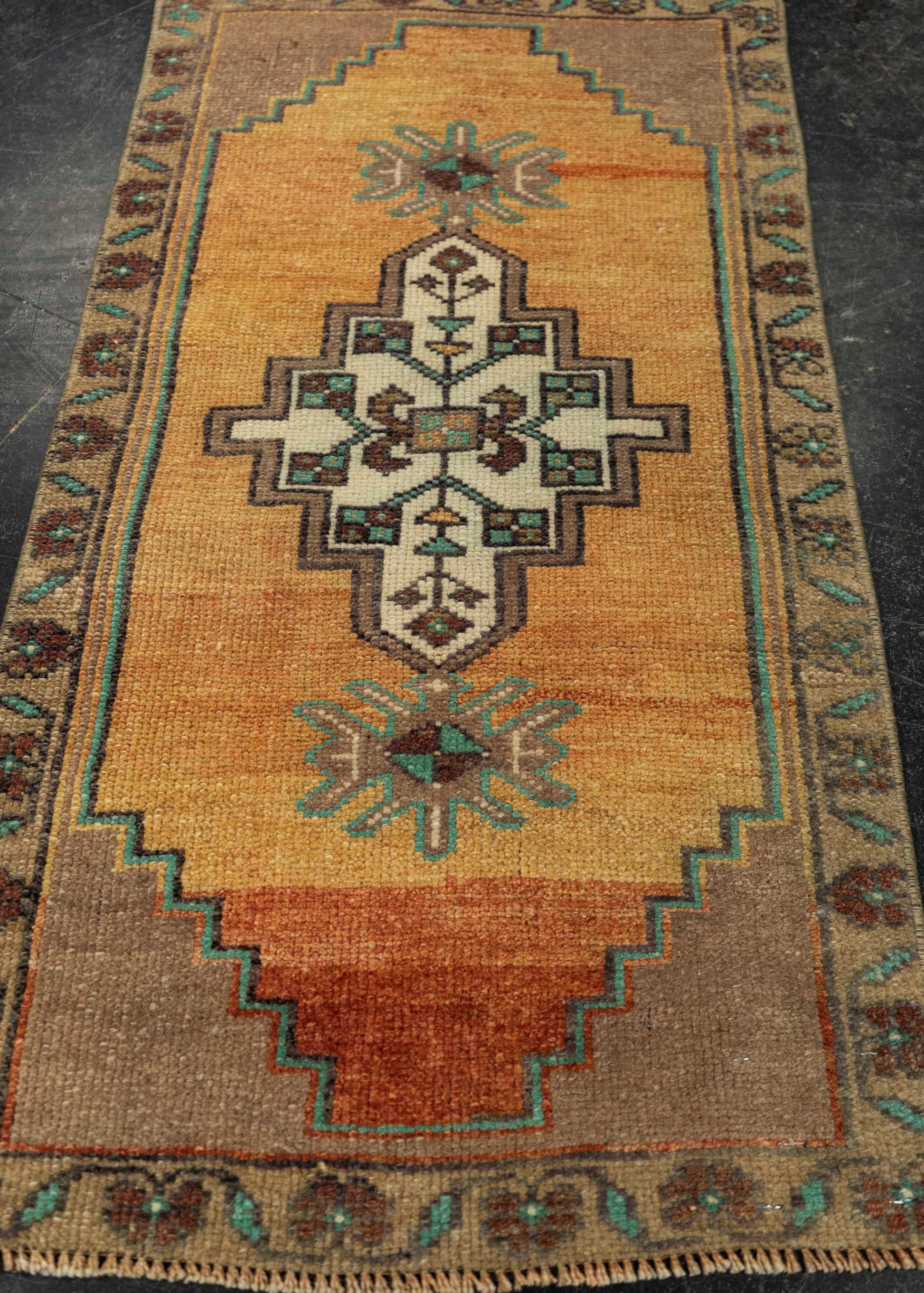 Turkish Mini Rug Oriental Hand Knotted Vintage Rug 1'7" x 3' #21220