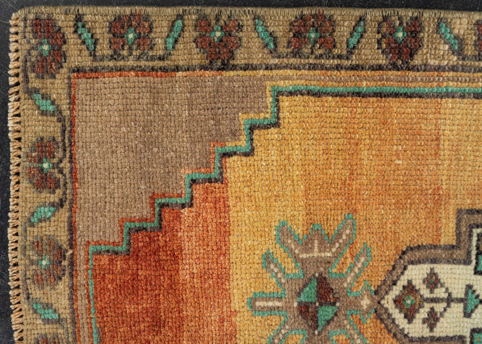 Turkish Mini Rug Oriental Hand Knotted Vintage Rug 1'7" x 3' #21220