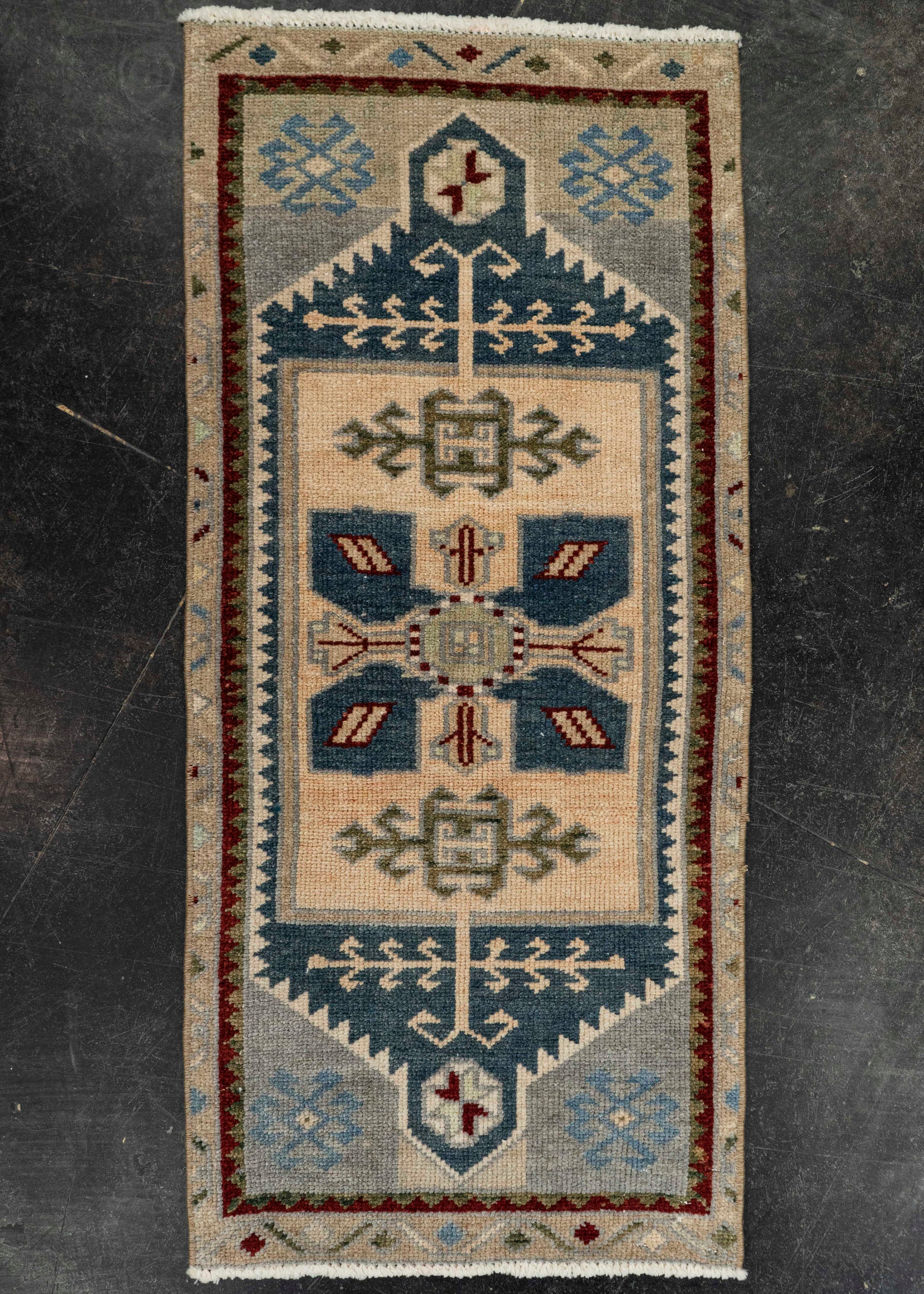 Turkish Mini Rug Oriental Hand Knotted Vintage Rug 1'6" x 3'4" #21105