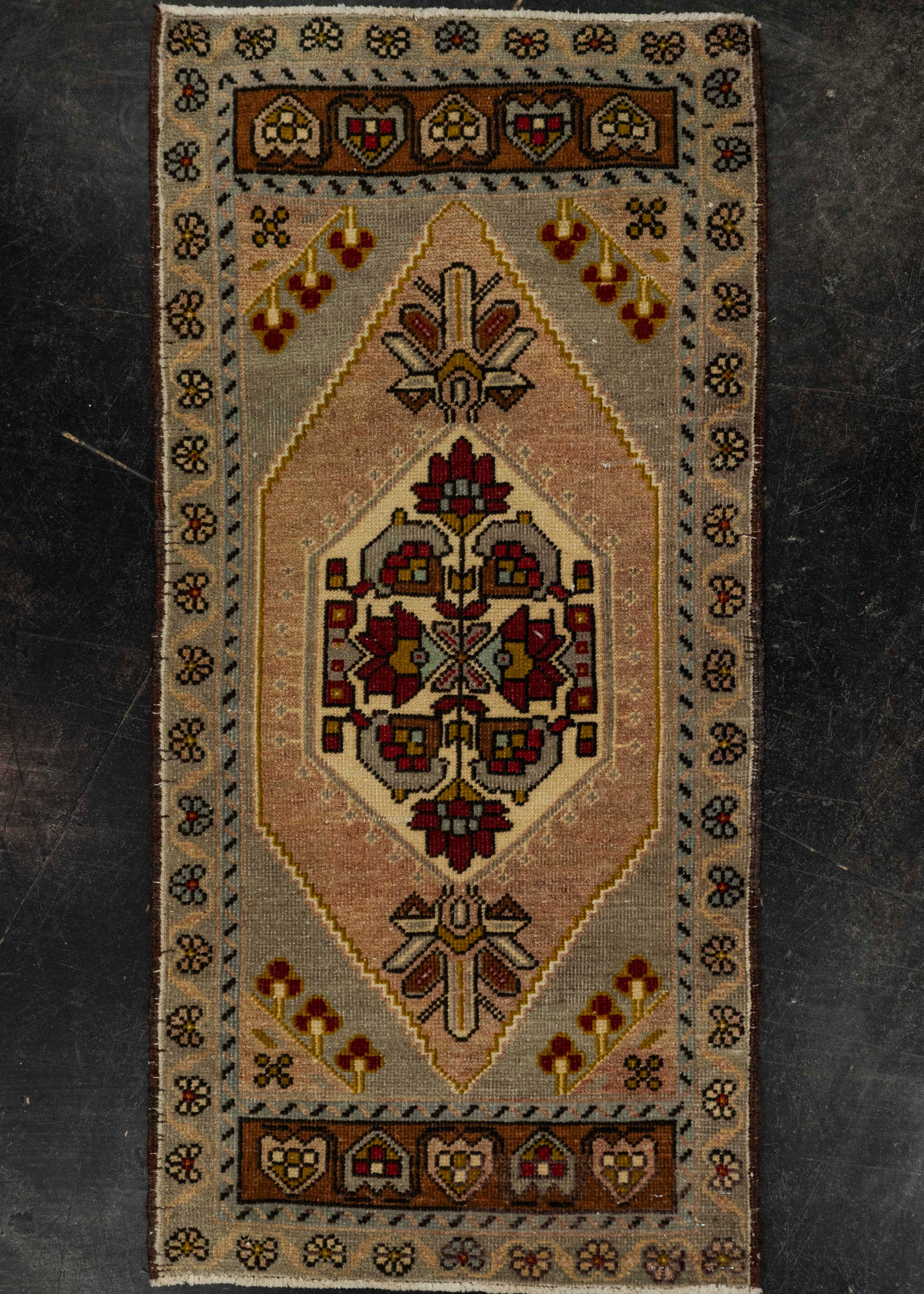 Turkish Mini Rug Oriental Hand Knotted Vintage Rug 1'8" x 3'6" #21165