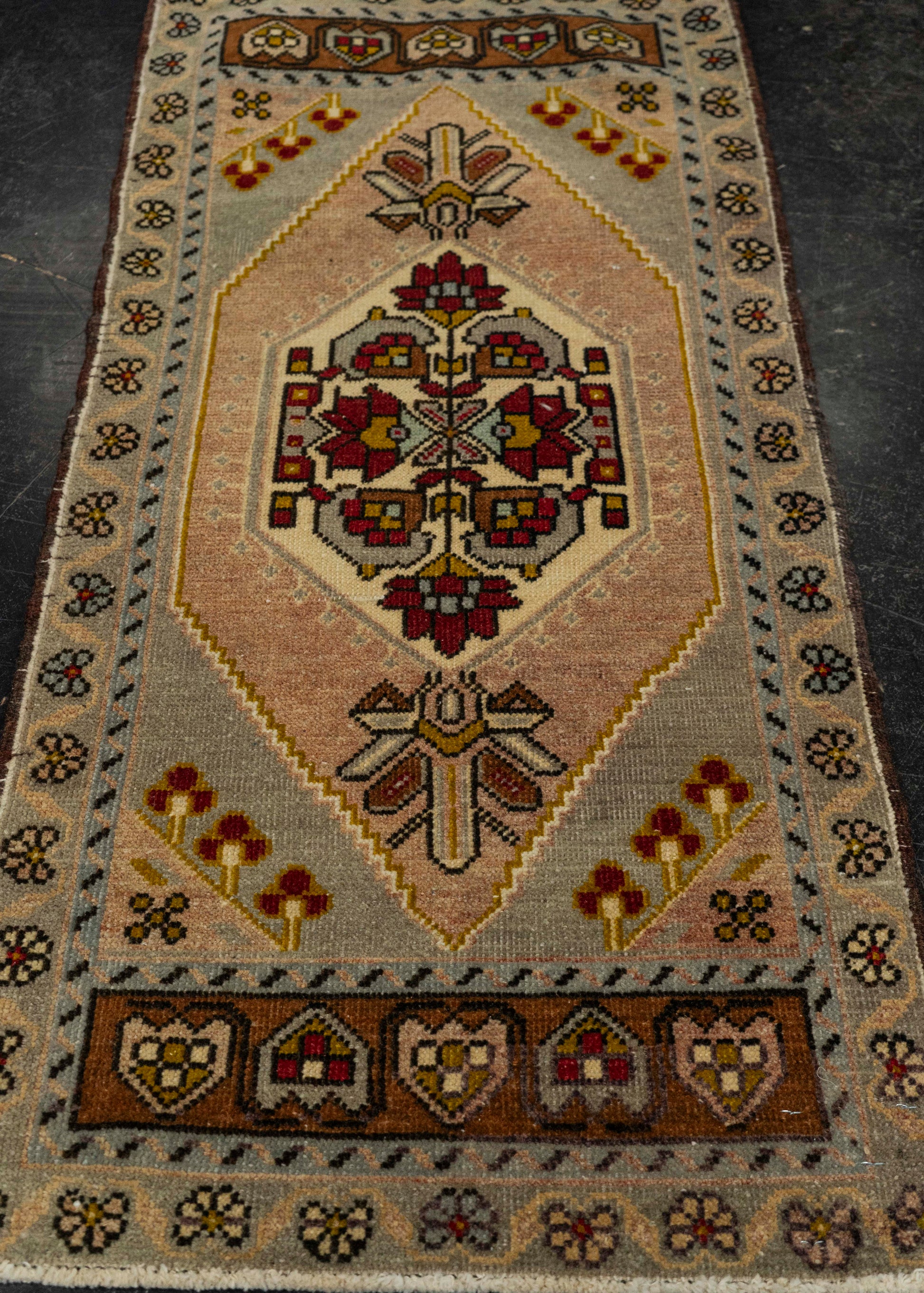 Turkish Mini Rug Oriental Hand Knotted Vintage Rug 1'8" x 3'6" #21165