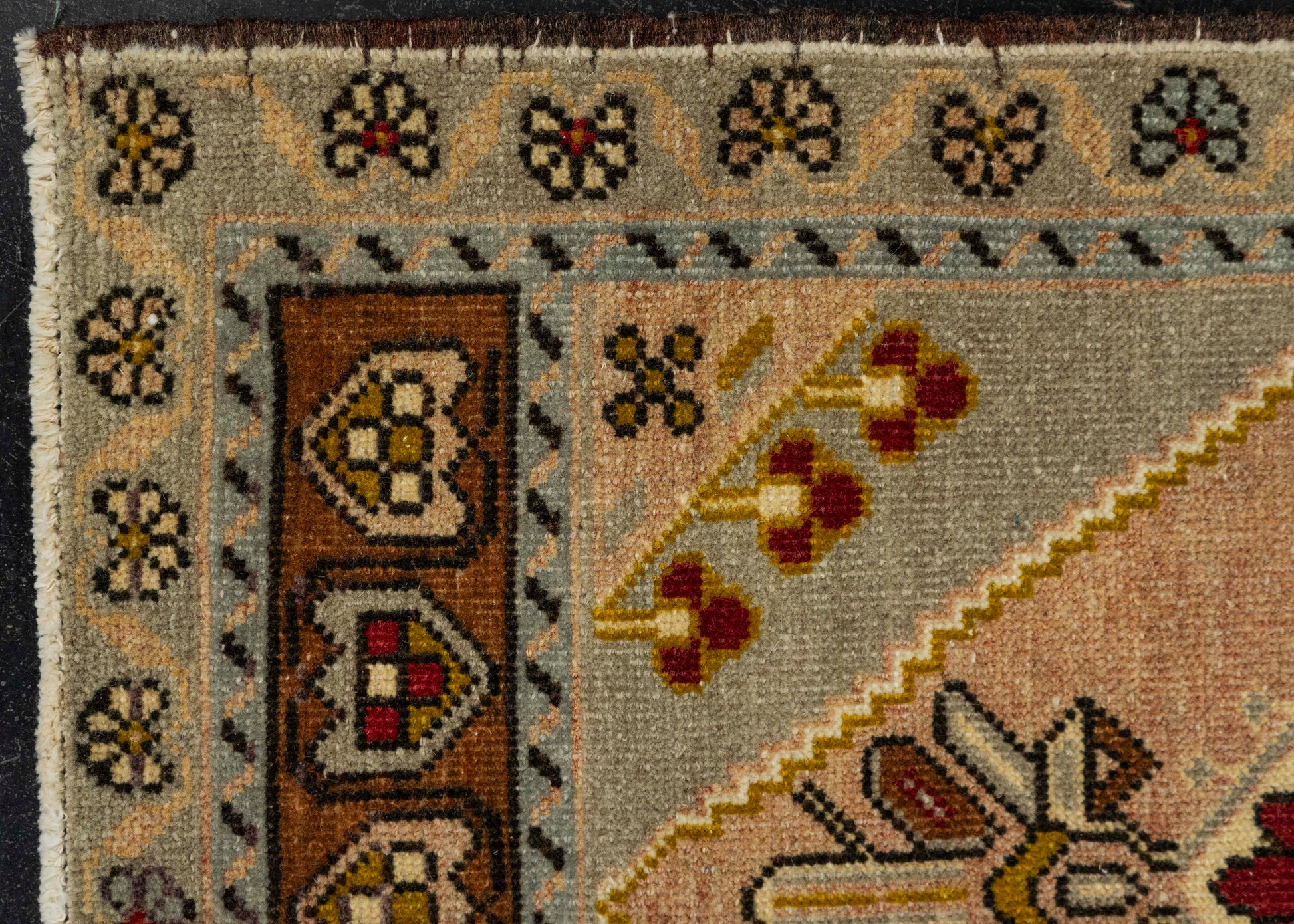Turkish Mini Rug Oriental Hand Knotted Vintage Rug 1'8" x 3'6" #21165