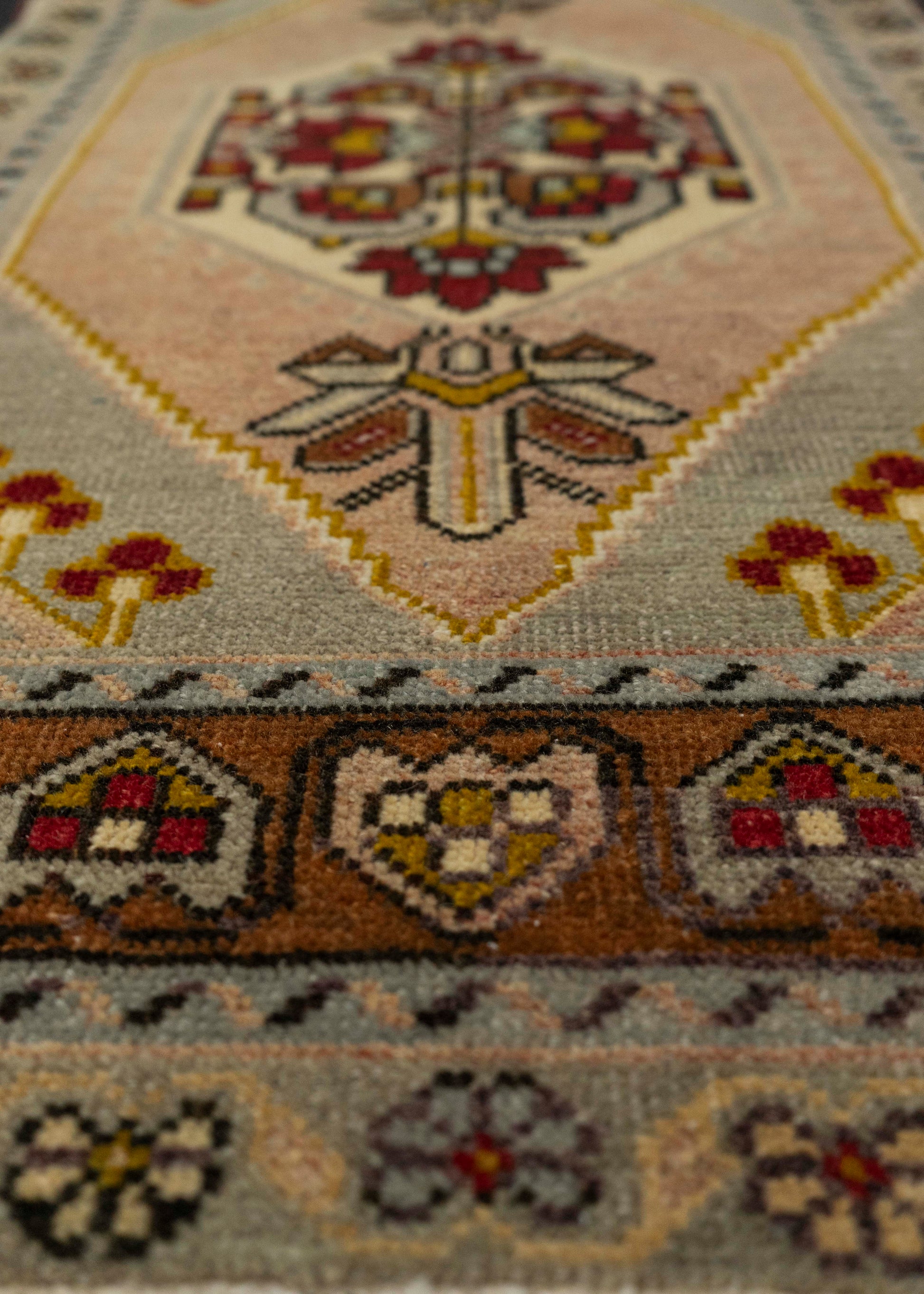 Turkish Mini Rug Oriental Hand Knotted Vintage Rug 1'8" x 3'6" #21165