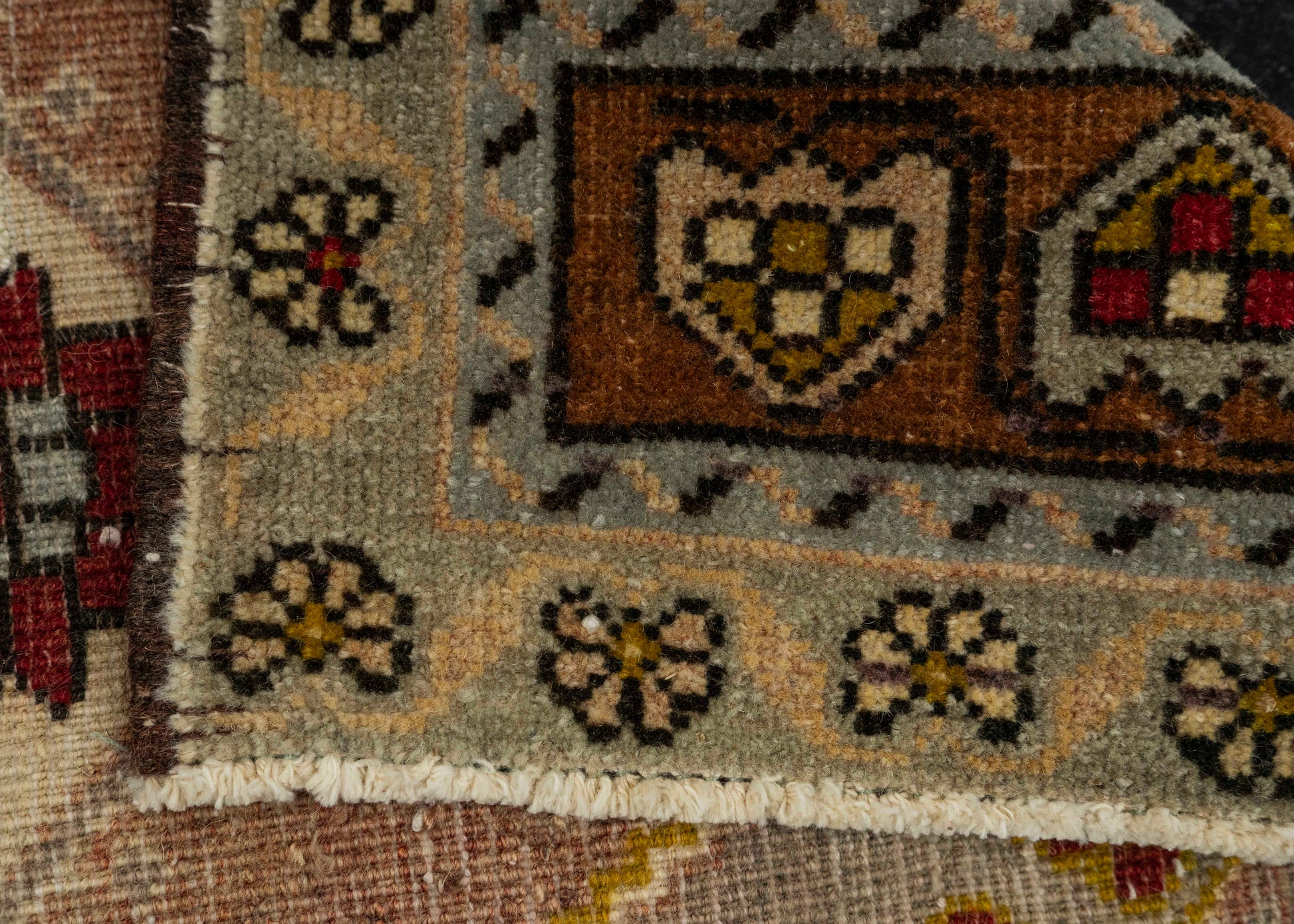 Turkish Mini Rug Oriental Hand Knotted Vintage Rug 1'8" x 3'6" #21165