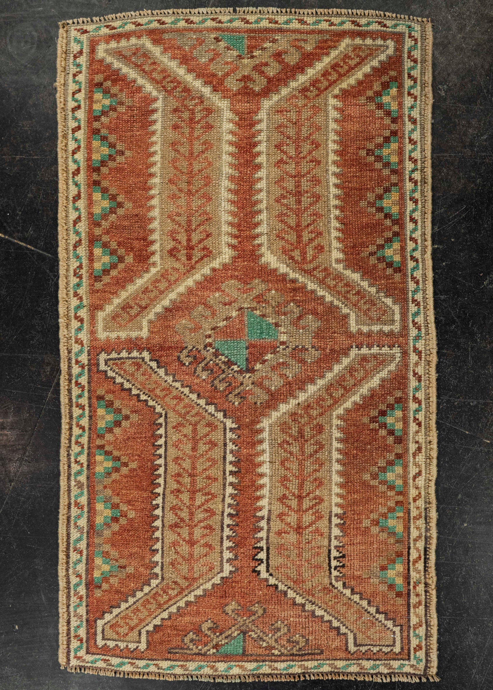 Turkish Mini Rug Oriental Hand Knotted Vintage Rug 1'9" x 3'1" #21160
