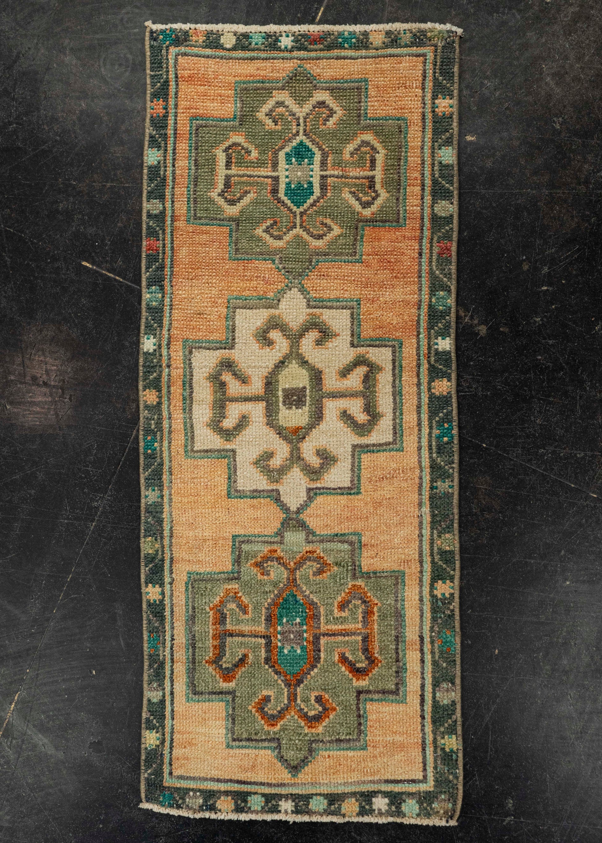 Turkish Mini Rug Oriental Hand Knotted Vintage Rug 1'5" x 3'6" #21214