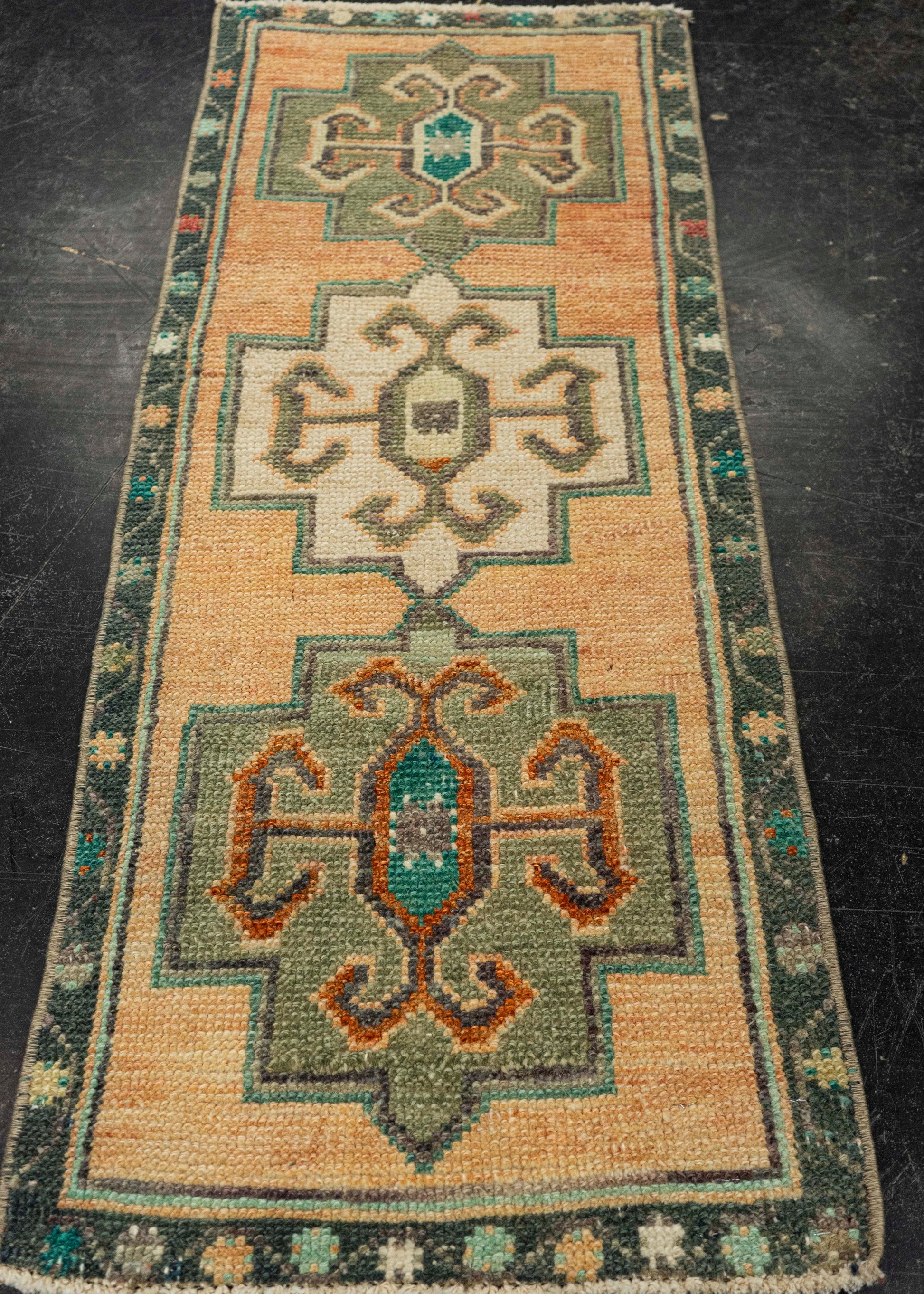 Turkish Mini Rug Oriental Hand Knotted Vintage Rug 1'5" x 3'6" #21214