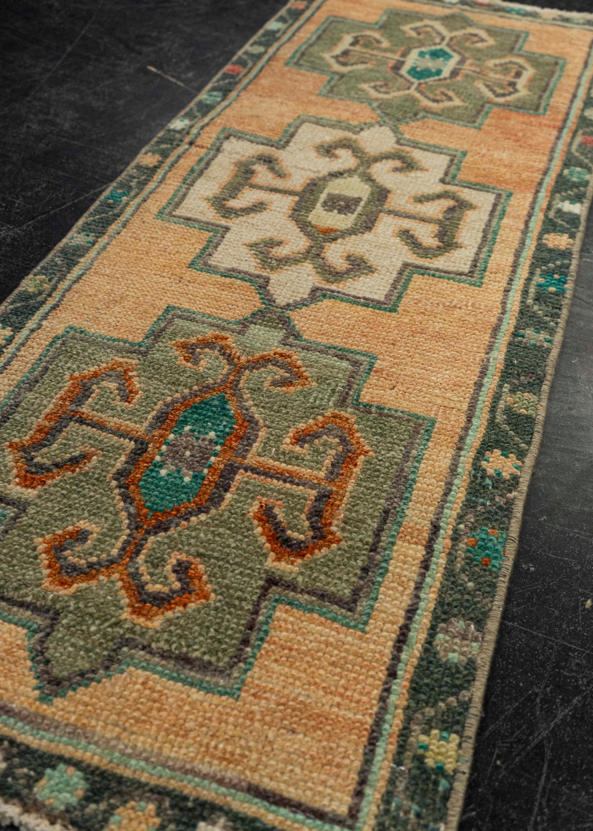 Turkish Mini Rug Oriental Hand Knotted Vintage Rug 1'5" x 3'6" #21214