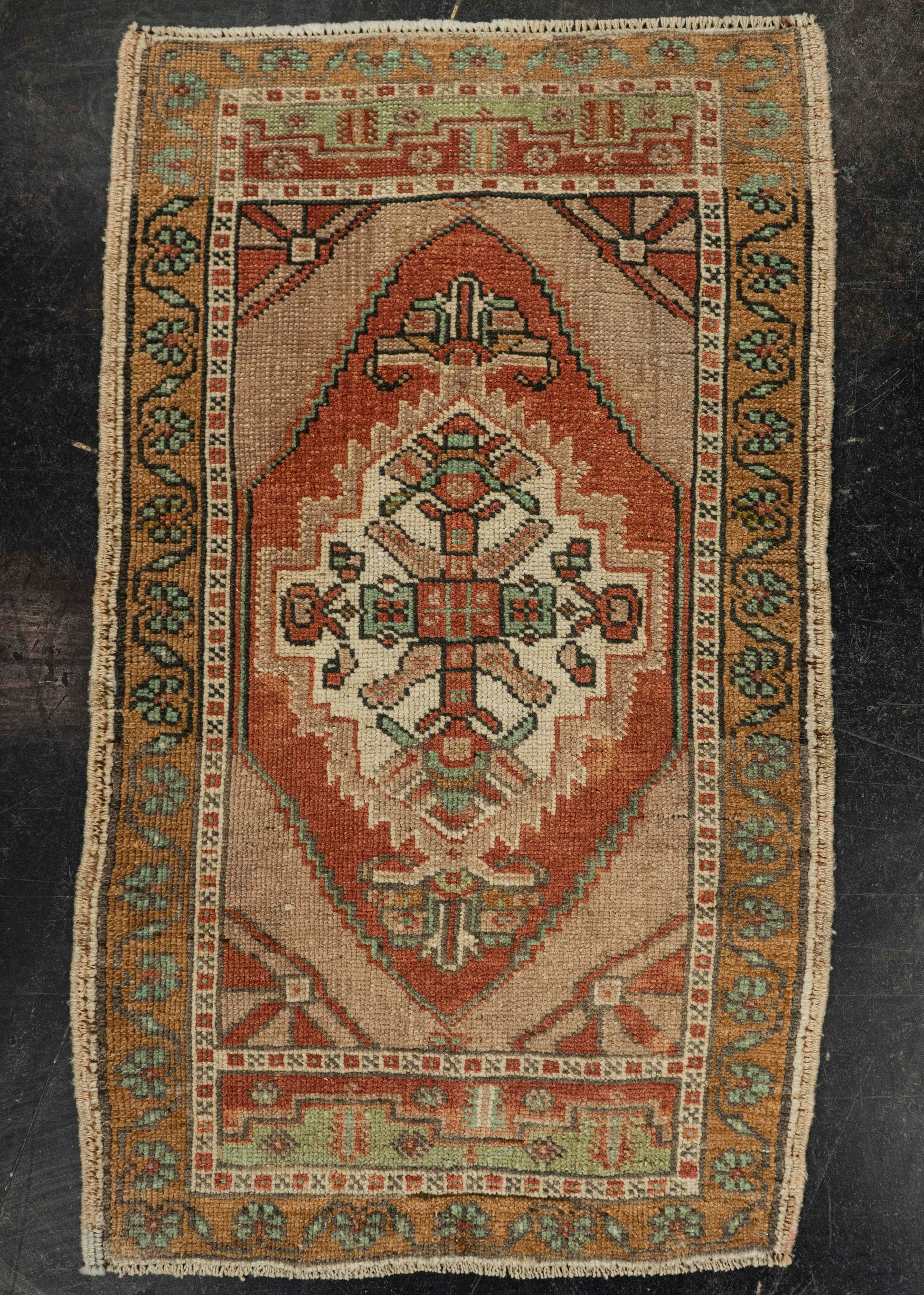 Turkish Mini Rug Oriental Hand Knotted Vintage Rug 1'11" x 3'2" #21210