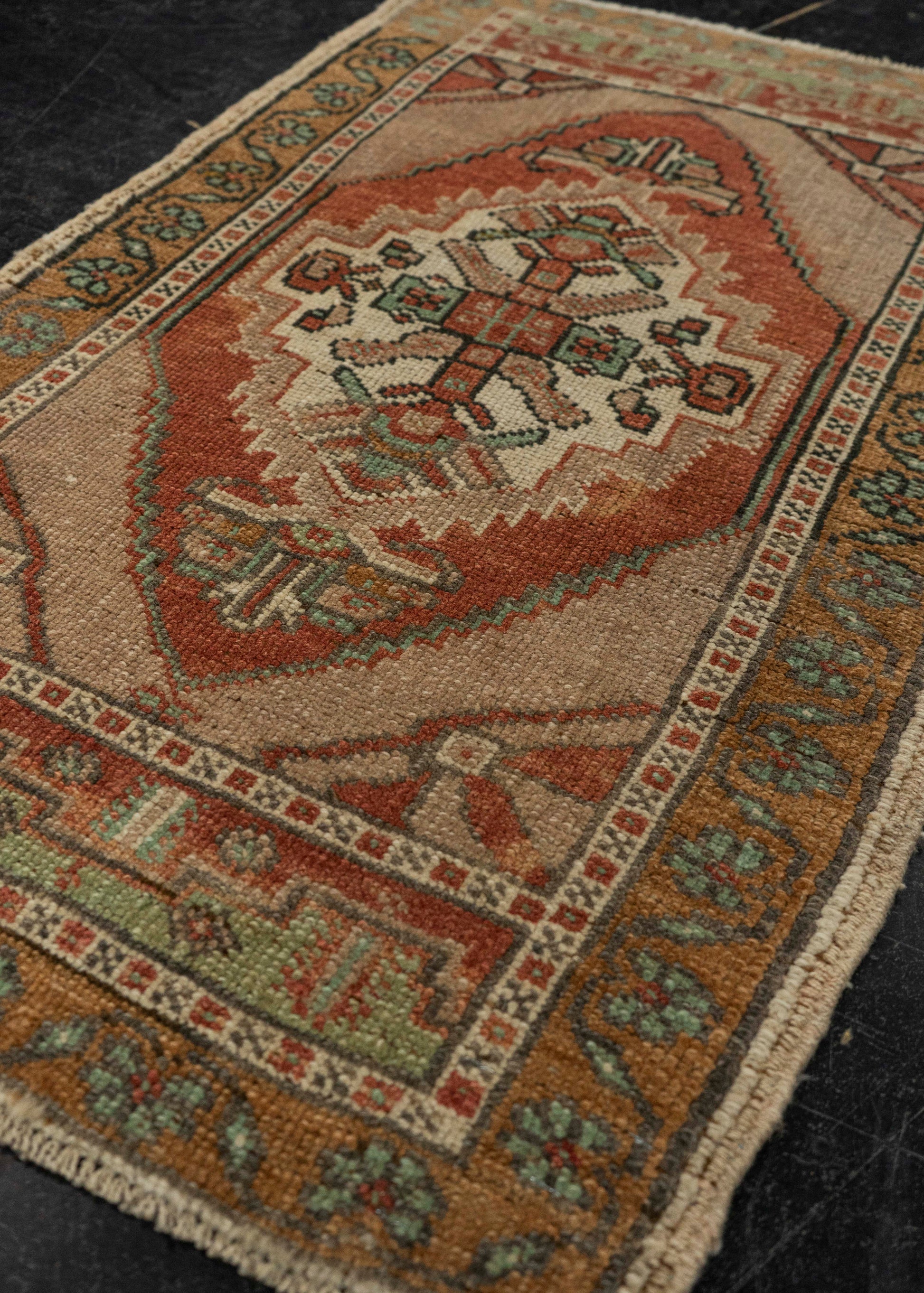 Turkish Mini Rug Oriental Hand Knotted Vintage Rug 1'11" x 3'2" #21210
