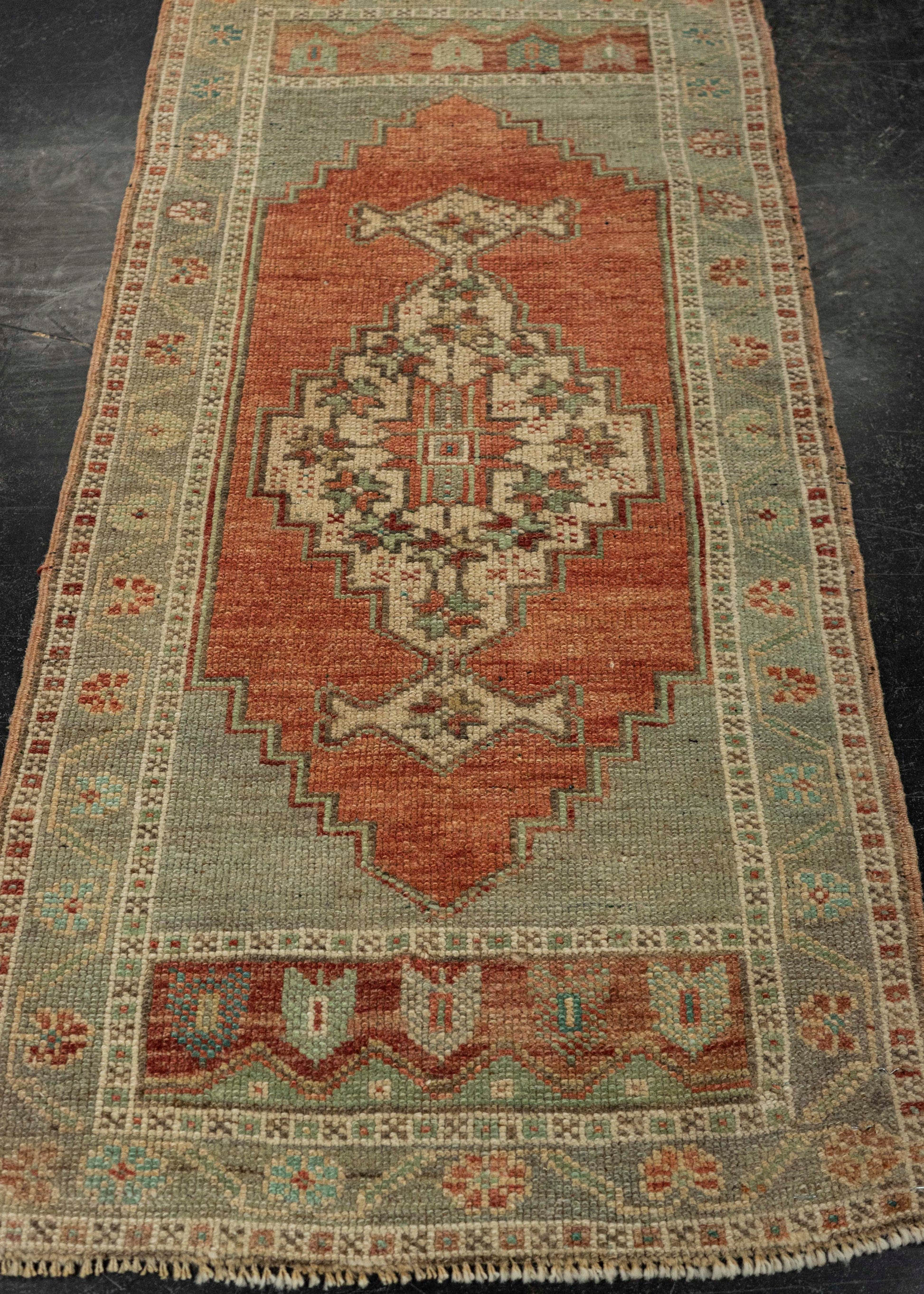 Turkish Mini Rug Oriental Hand Knotted Vintage Rug 1'10" x 3'9" #21250