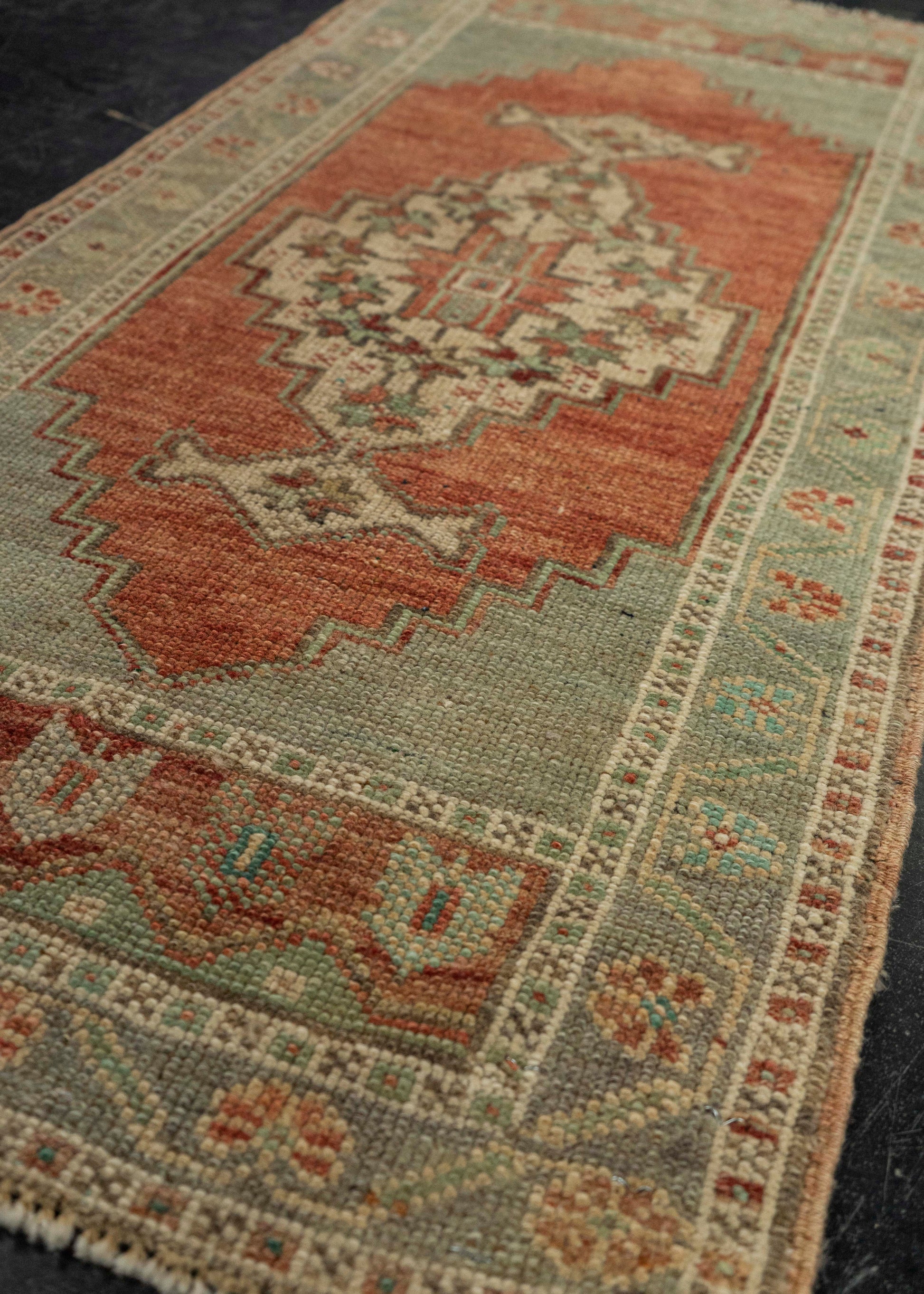 Turkish Mini Rug Oriental Hand Knotted Vintage Rug 1'10" x 3'9" #21250