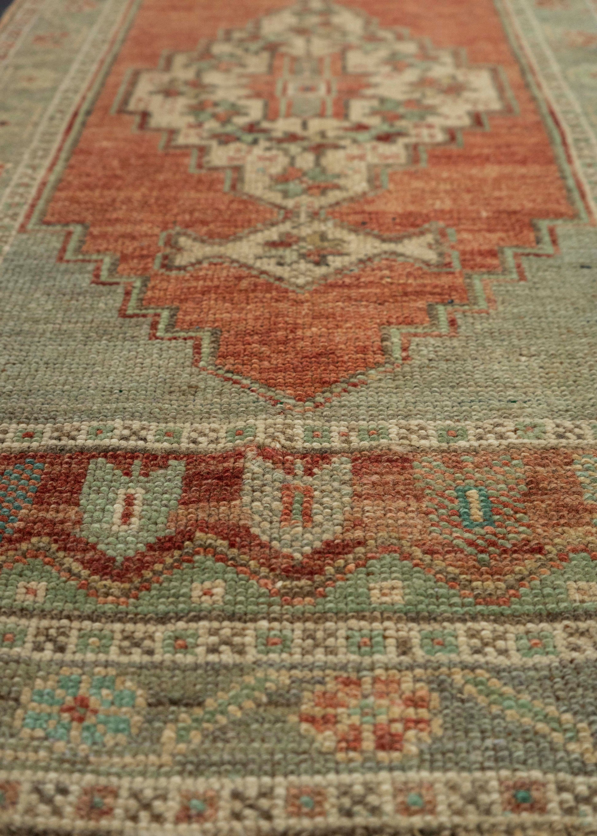 Turkish Mini Rug Oriental Hand Knotted Vintage Rug 1'10" x 3'9" #21250