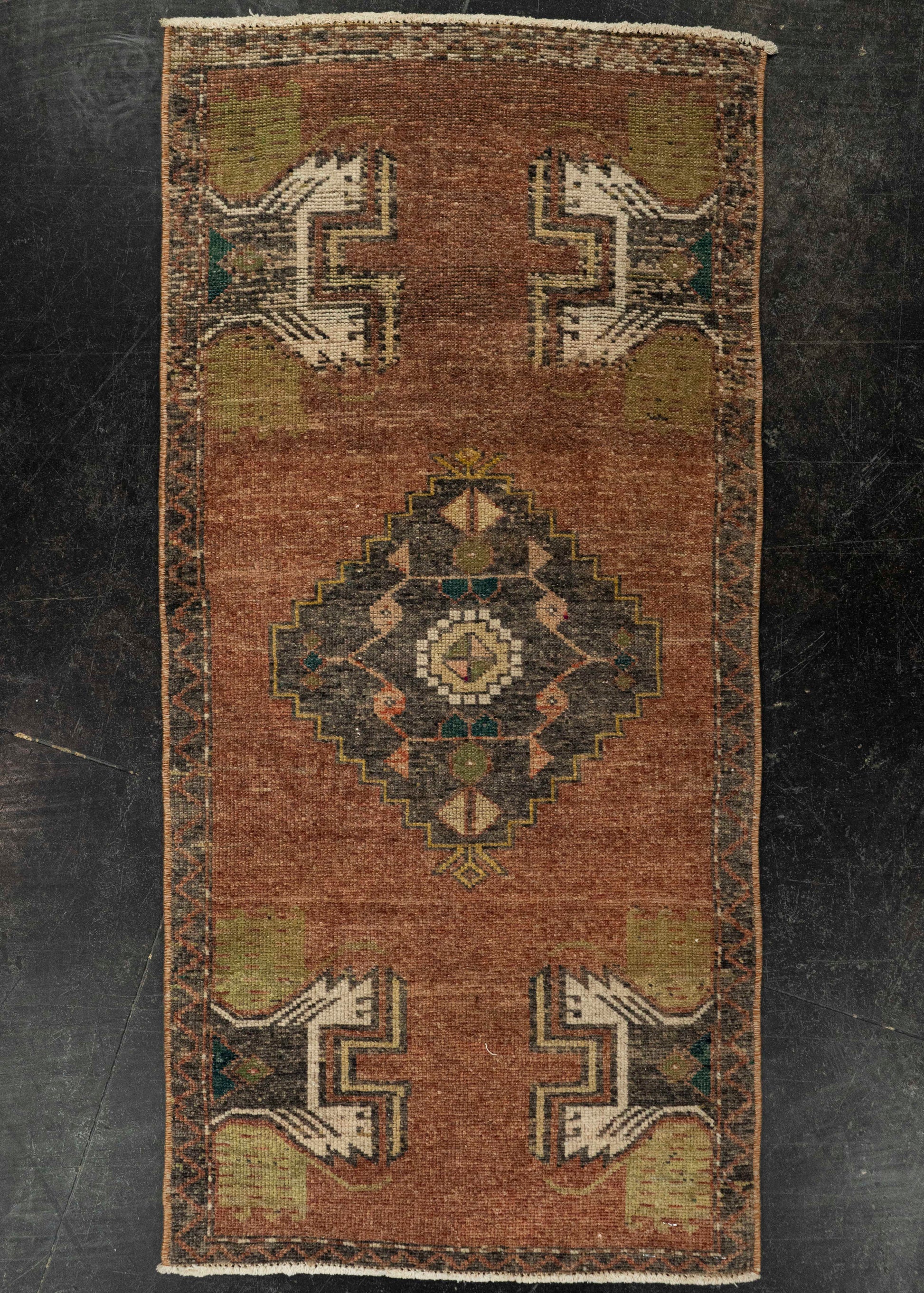 Turkish Mini Rug Oriental Hand Knotted Vintage Rug 1'7" x 3'4" #21275