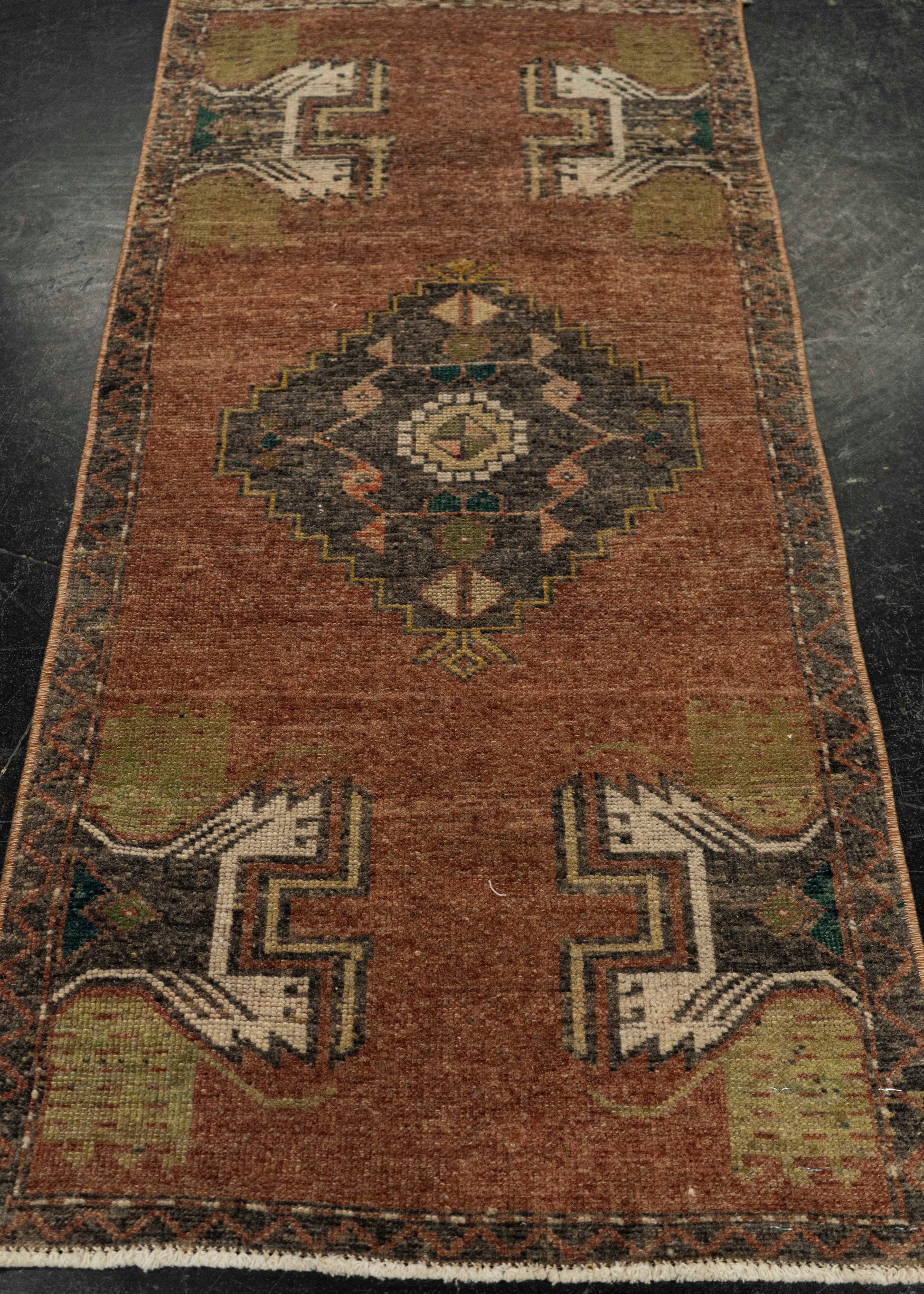 Turkish Mini Rug Oriental Hand Knotted Vintage Rug 1'7" x 3'4" #21275