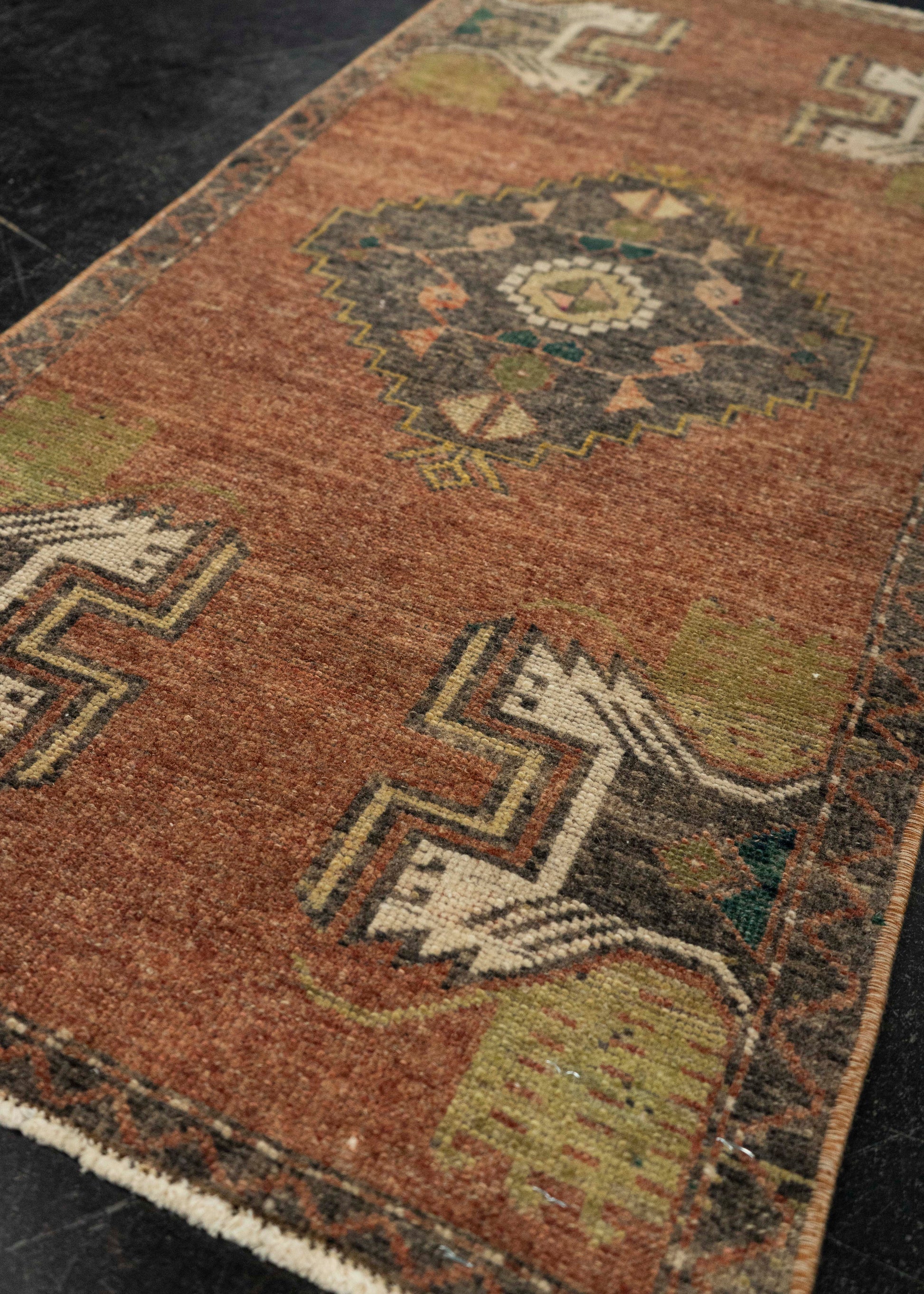 Turkish Mini Rug Oriental Hand Knotted Vintage Rug 1'7" x 3'4" #21275