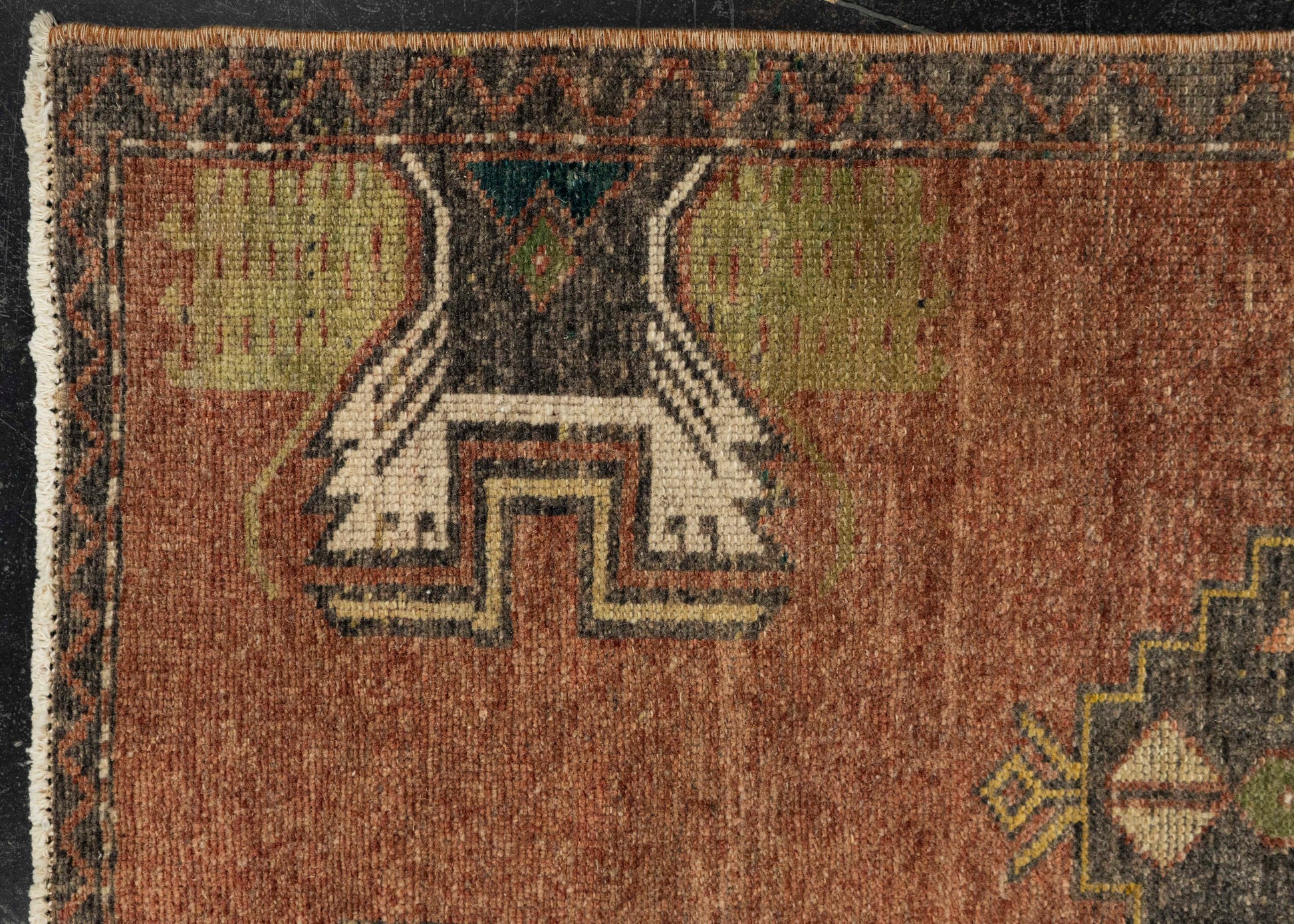 Turkish Mini Rug Oriental Hand Knotted Vintage Rug 1'7" x 3'4" #21275