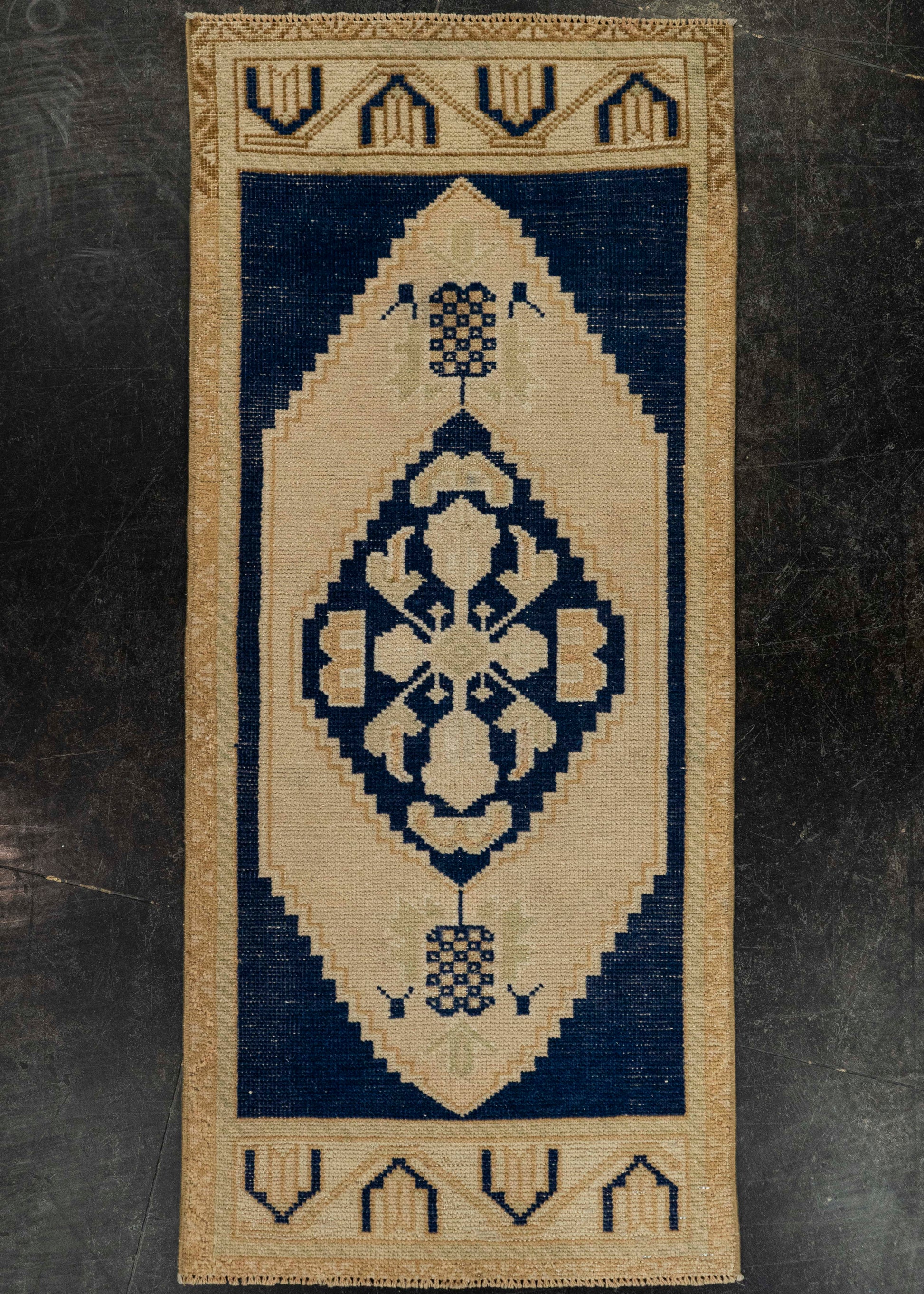 Turkish Mini Rug Oriental Hand Knotted Vintage Rug 1'8" x 3'10" #21280