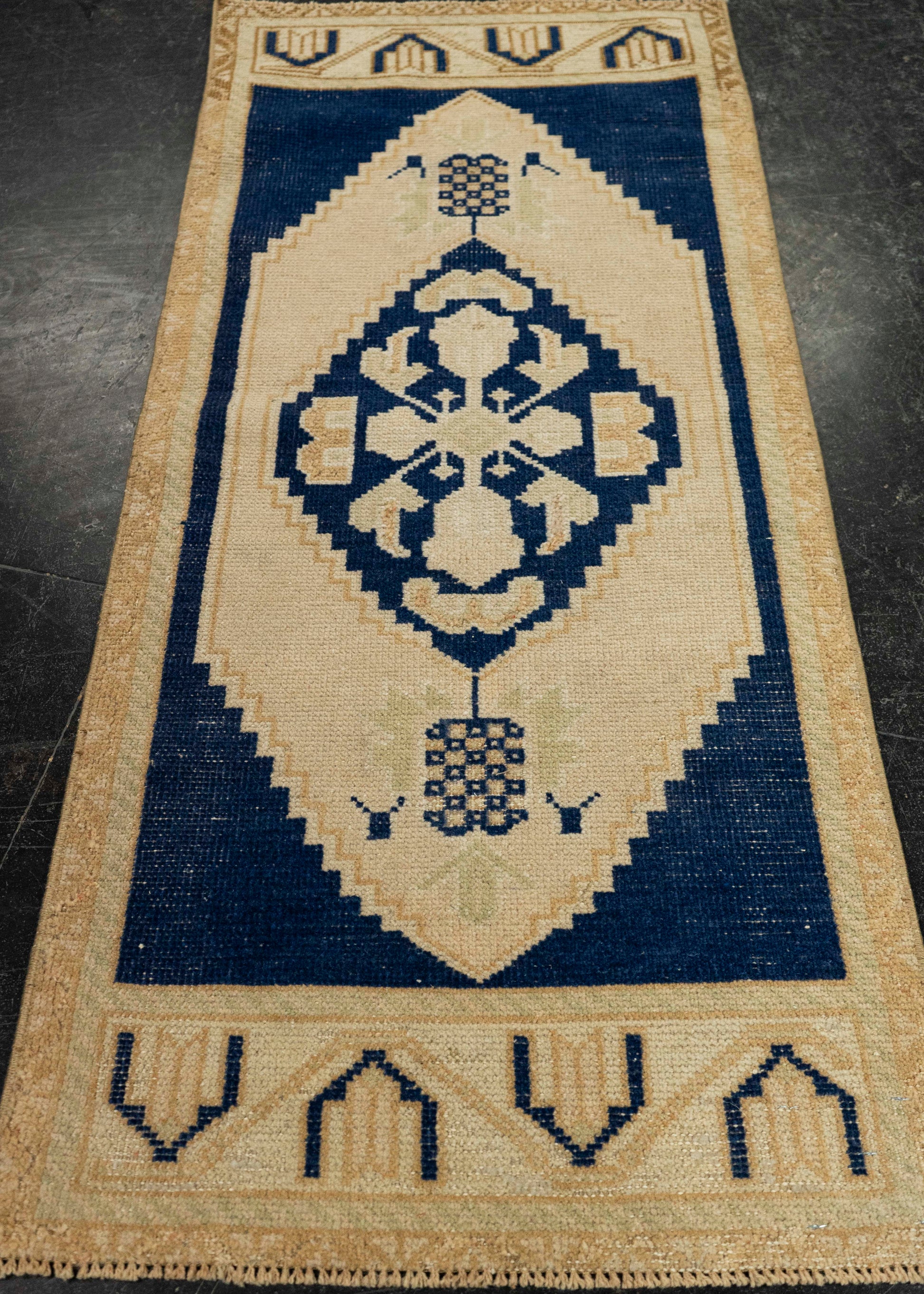 Turkish Mini Rug Oriental Hand Knotted Vintage Rug 1'8" x 3'10" #21280