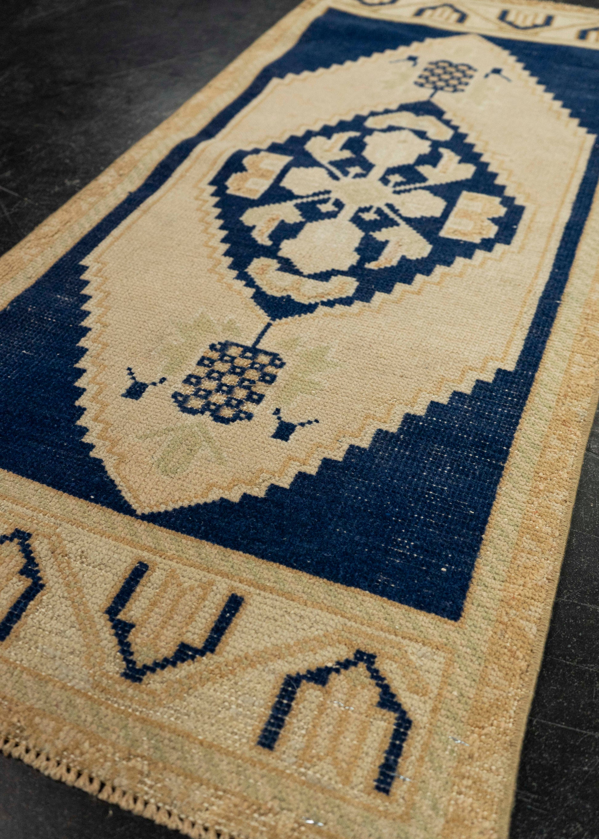 Turkish Mini Rug Oriental Hand Knotted Vintage Rug 1'8" x 3'10" #21280