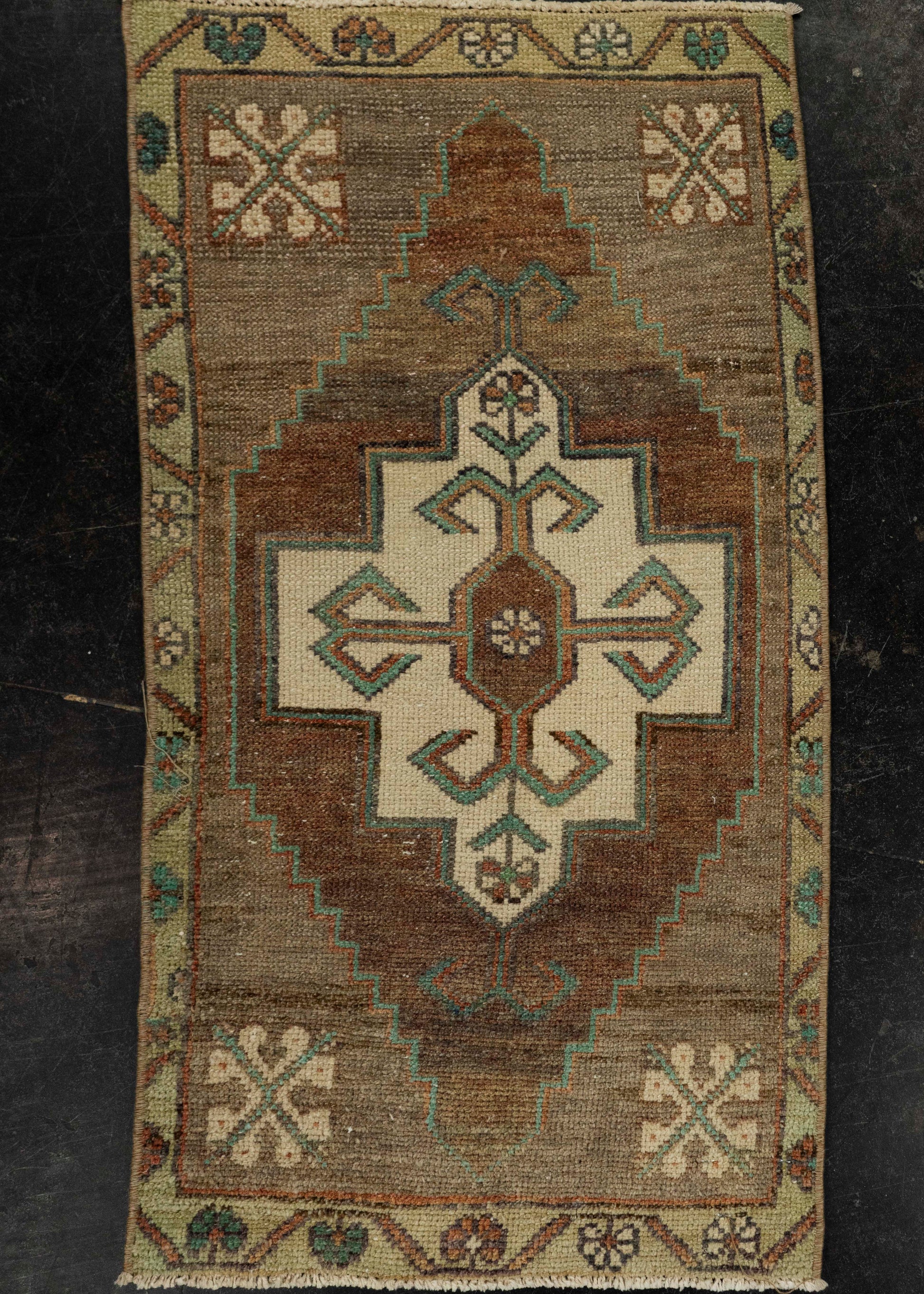 Turkish Mini Rug Oriental Hand Knotted Vintage Rug 1'7" x 2'11" #21274