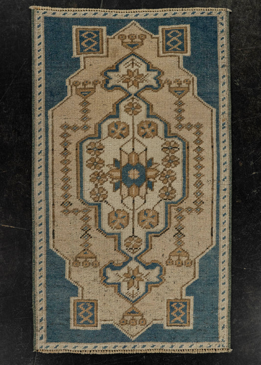 Turkish Mini Rug Oriental Hand Knotted Vintage Rug 1'6" x 2'7" #21223