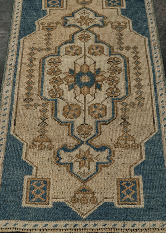 Turkish Mini Rug Oriental Hand Knotted Vintage Rug 1'6" x 2'7" #21223