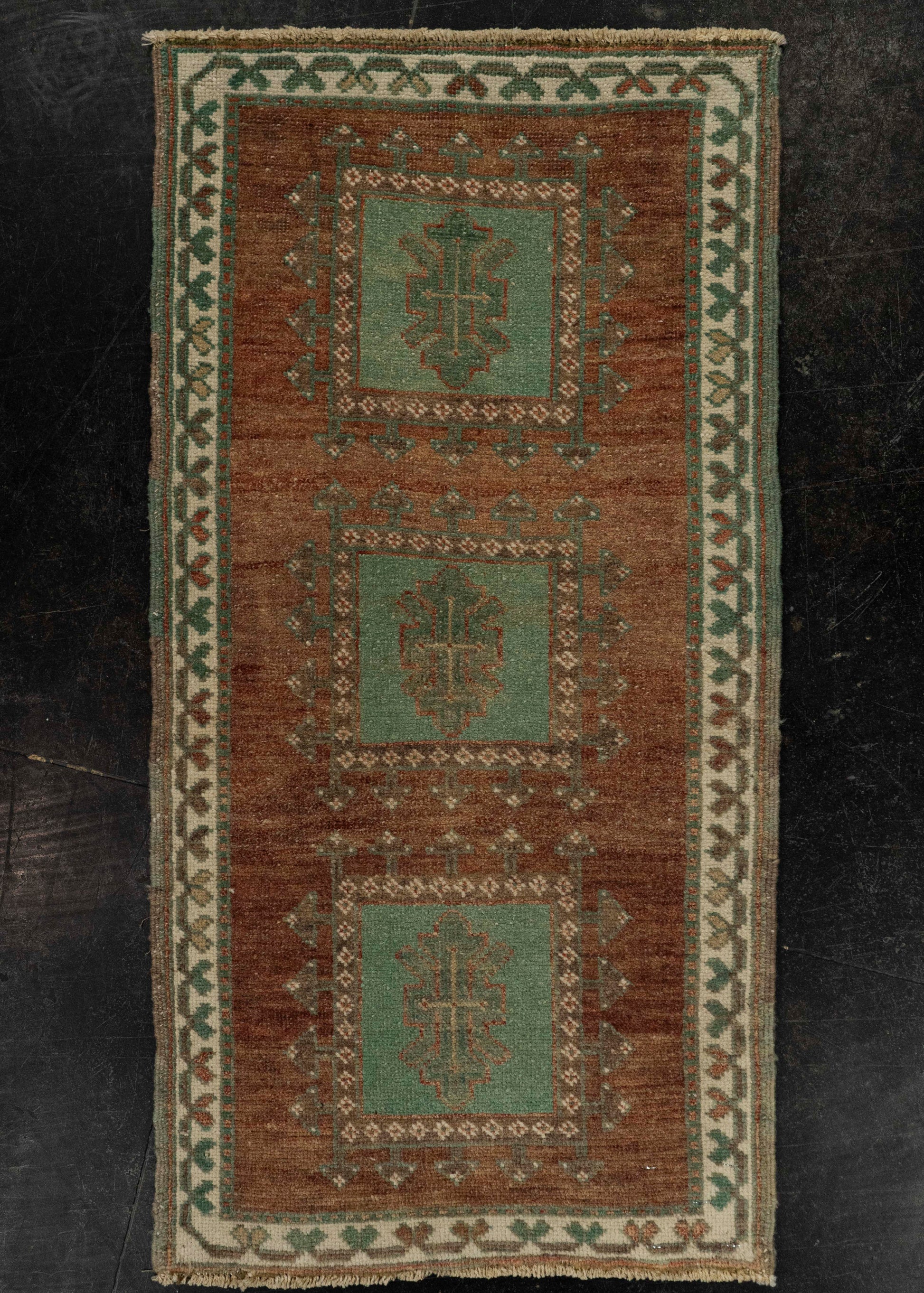 Turkish Mini Rug Oriental Hand Knotted Vintage Rug 1'7" x 3'1" #21296