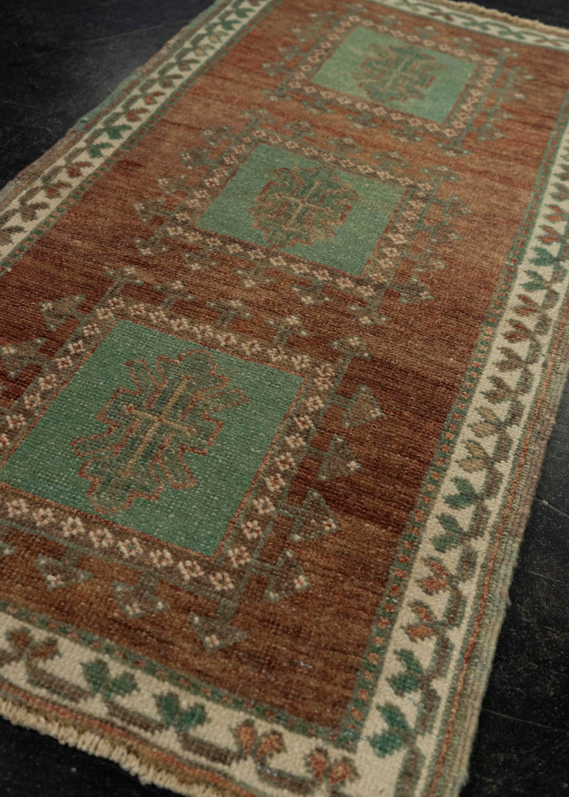 Turkish Mini Rug Oriental Hand Knotted Vintage Rug 1'7" x 3'1" #21296