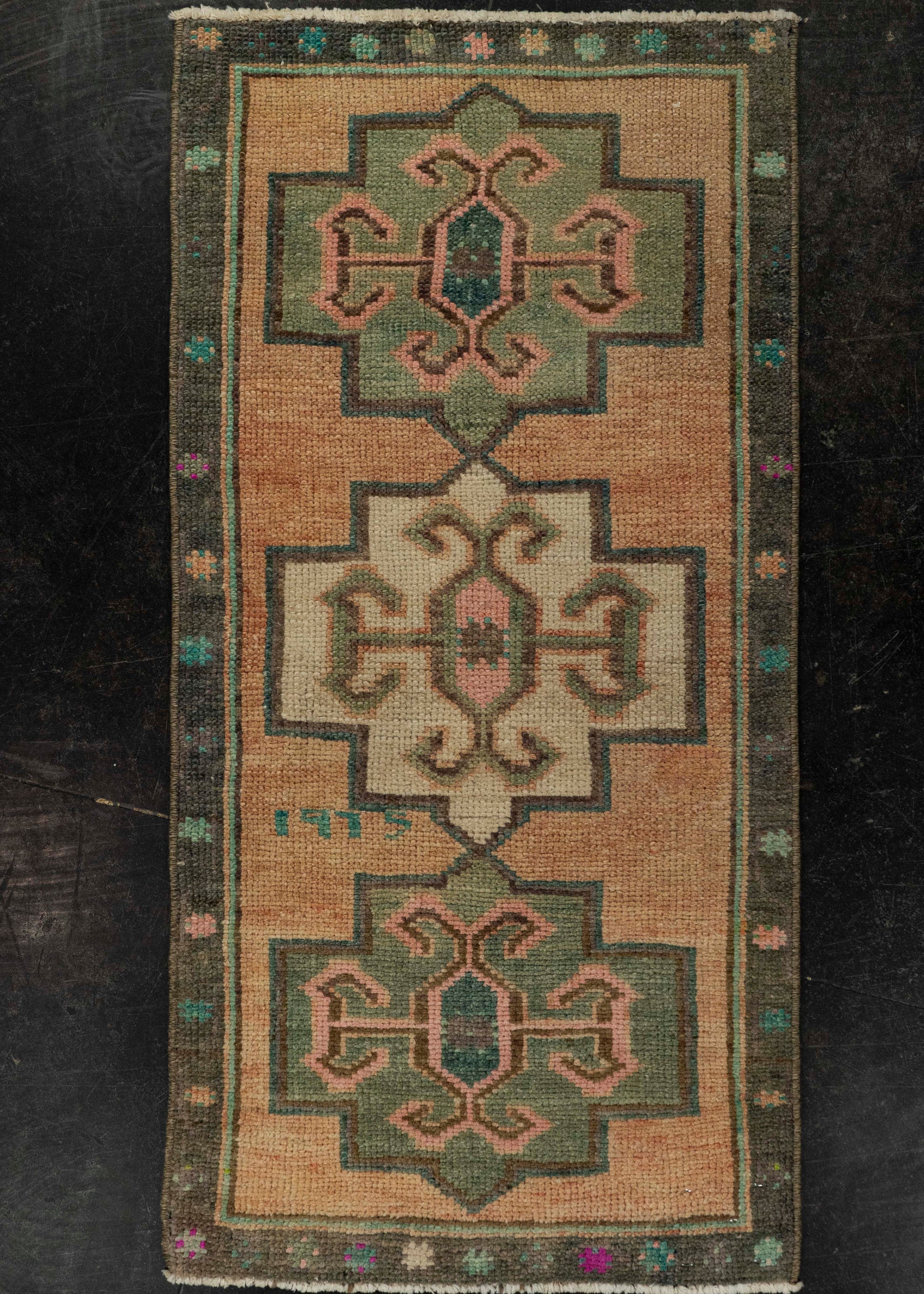 Turkish Mini Rug Oriental Hand Knotted Vintage Rug 1'8" x 3'4" #21195