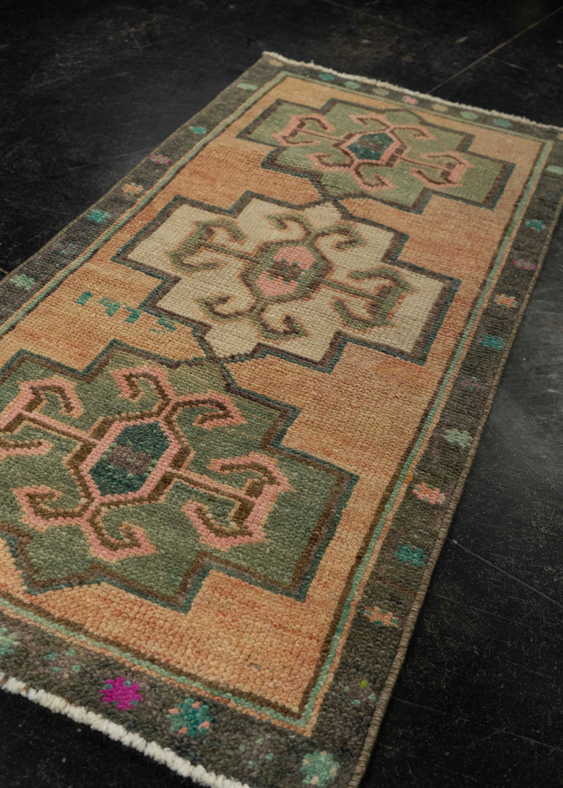 Turkish Mini Rug Oriental Hand Knotted Vintage Rug 1'8" x 3'4" #21195