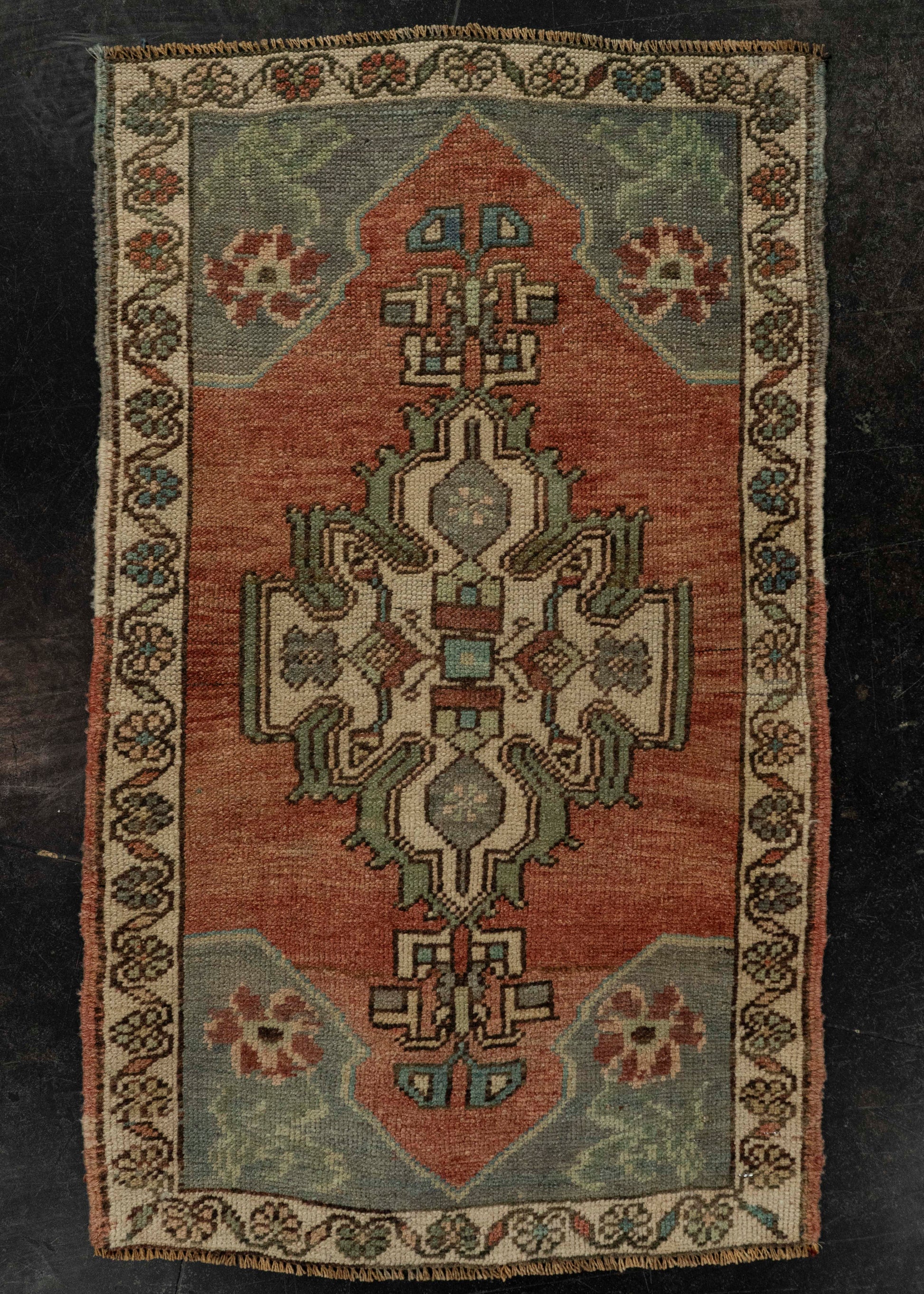 Turkish Mini Rug Oriental Hand Knotted Vintage Rug 1'8" x 2'11" #21232