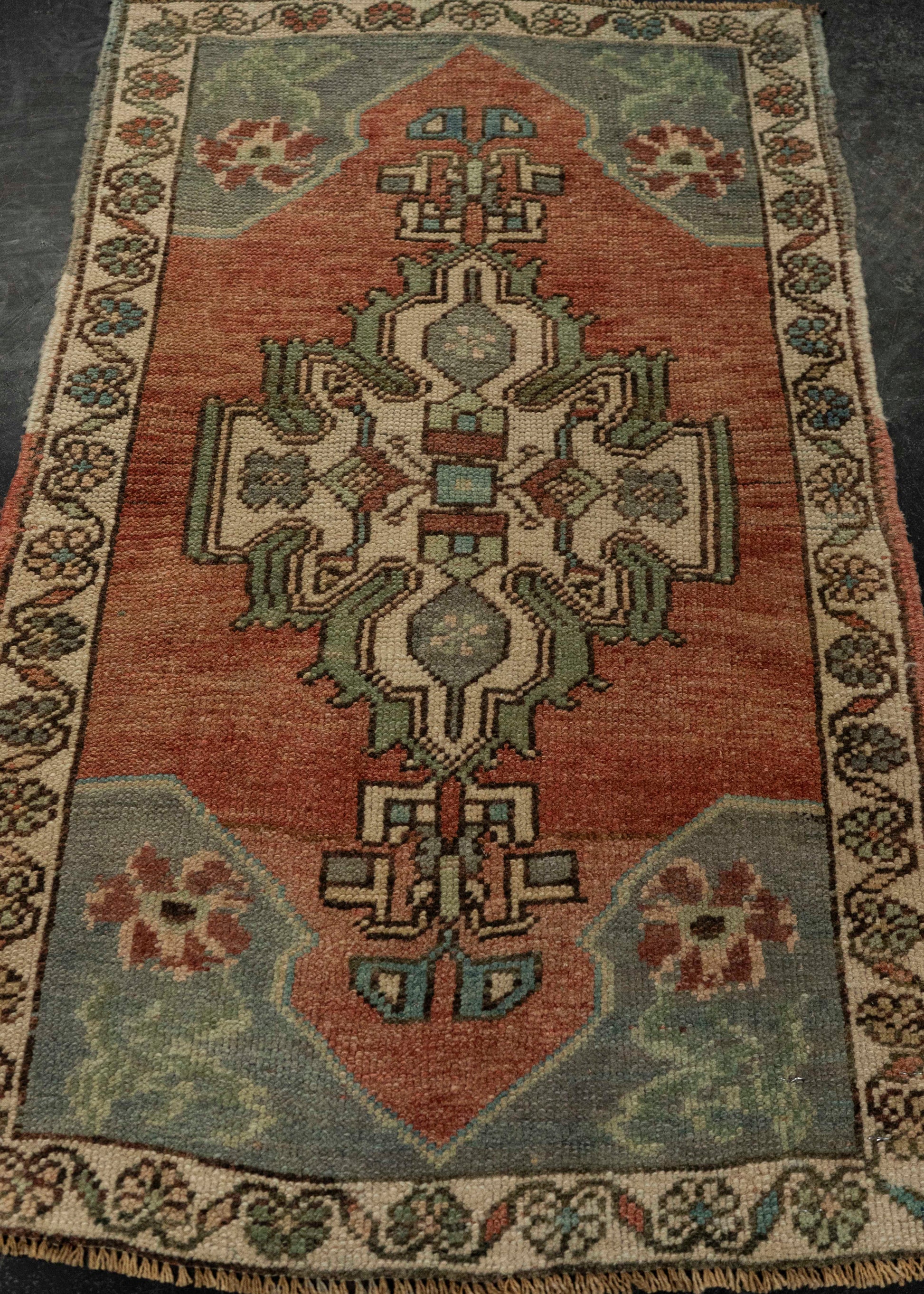 Turkish Mini Rug Oriental Hand Knotted Vintage Rug 1'8" x 2'11" #21232
