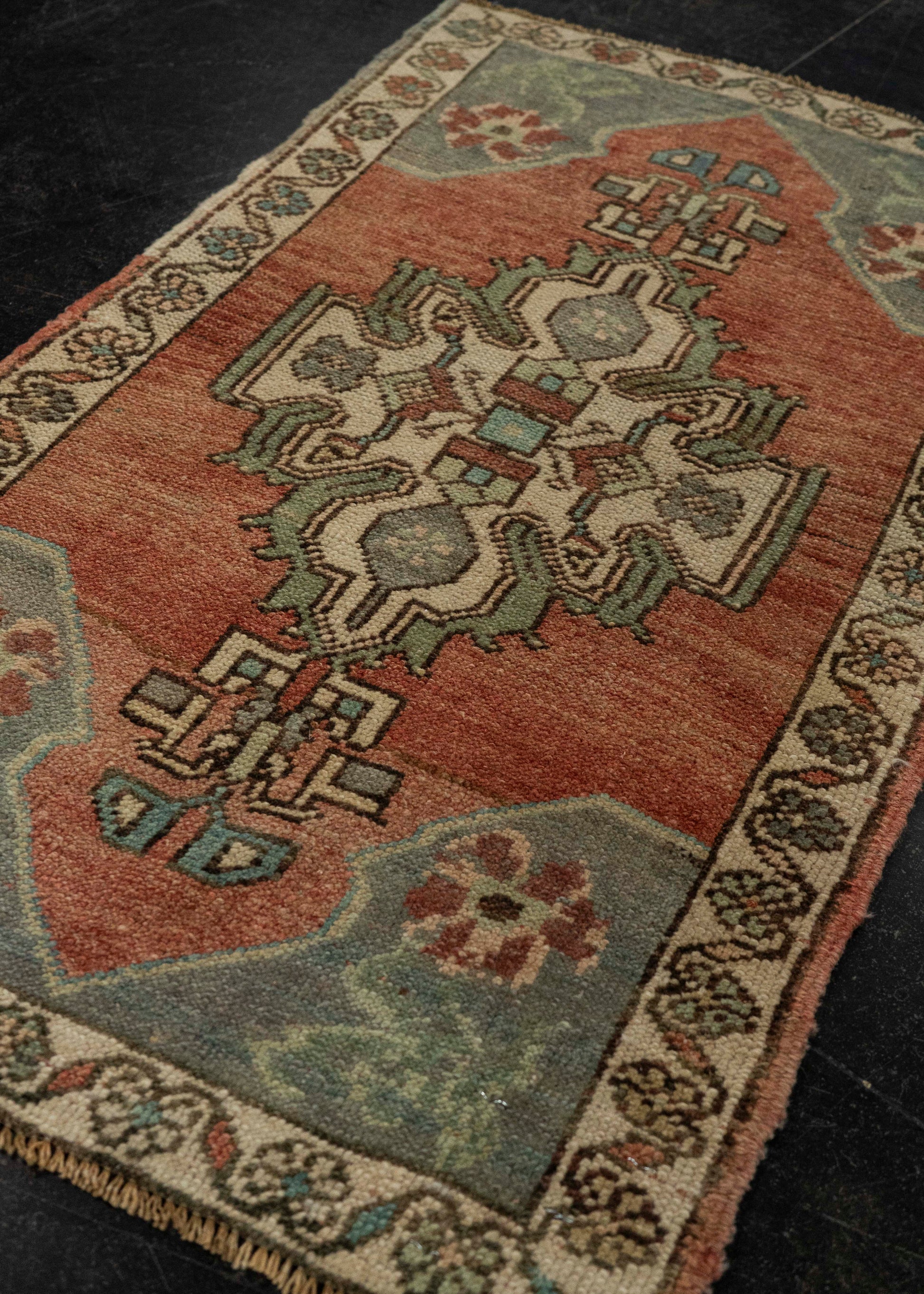 Turkish Mini Rug Oriental Hand Knotted Vintage Rug 1'8" x 2'11" #21232