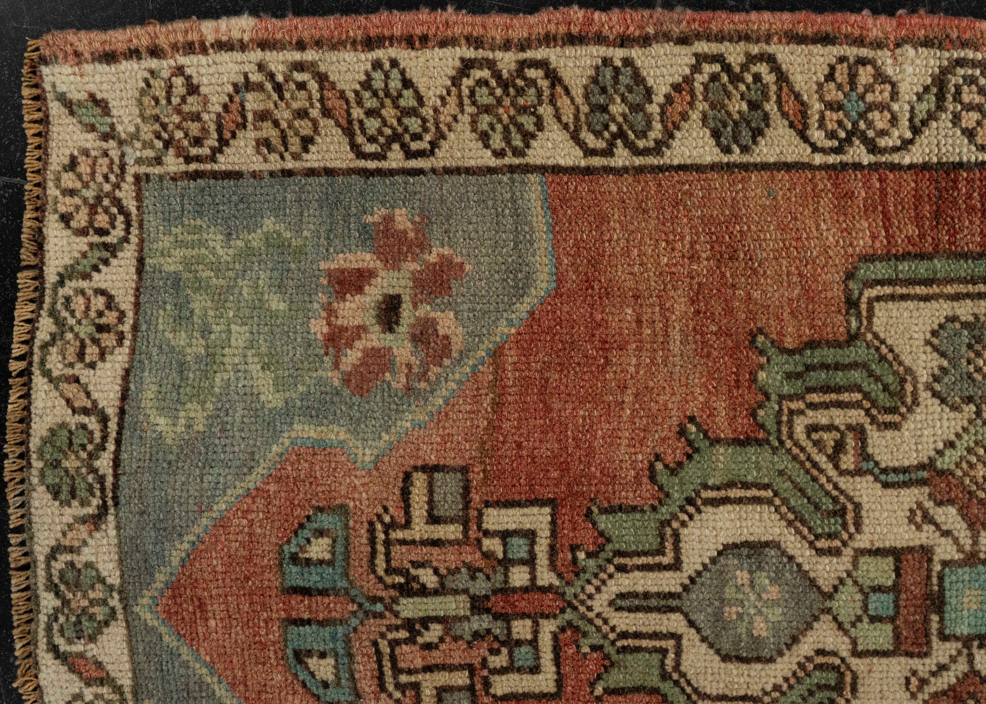 Turkish Mini Rug Oriental Hand Knotted Vintage Rug 1'8" x 2'11" #21232