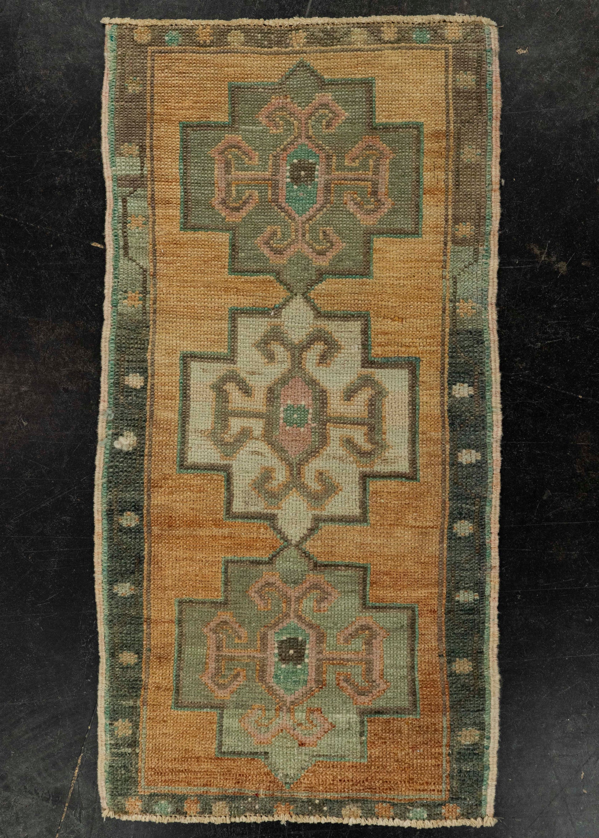 Turkish Mini Rug Oriental Hand Knotted Vintage Rug 1'6" x 3'1" #21235