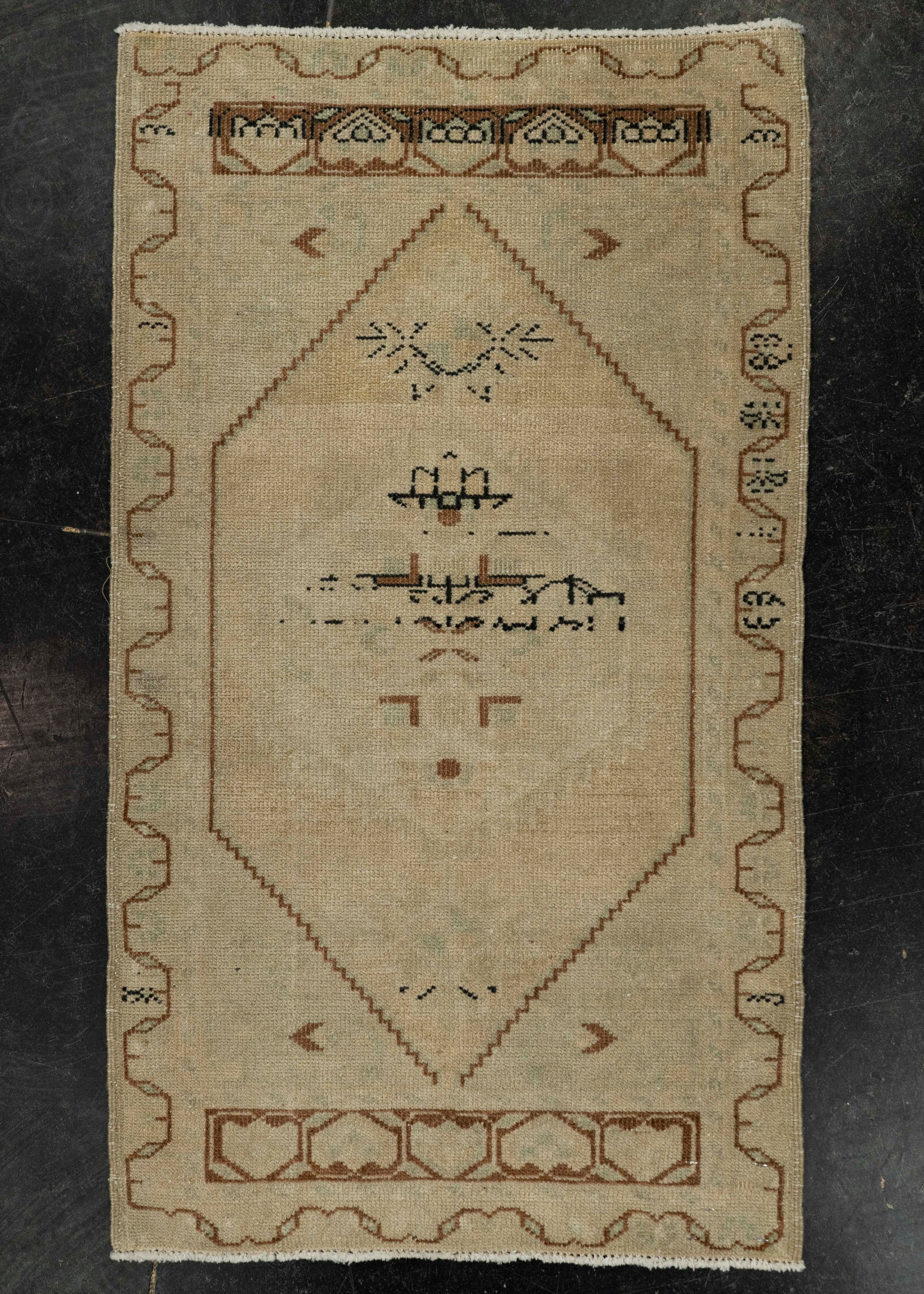 Turkish Mini Rug Oriental Hand Knotted Vintage Rug 1'10" x 3'3" #21054