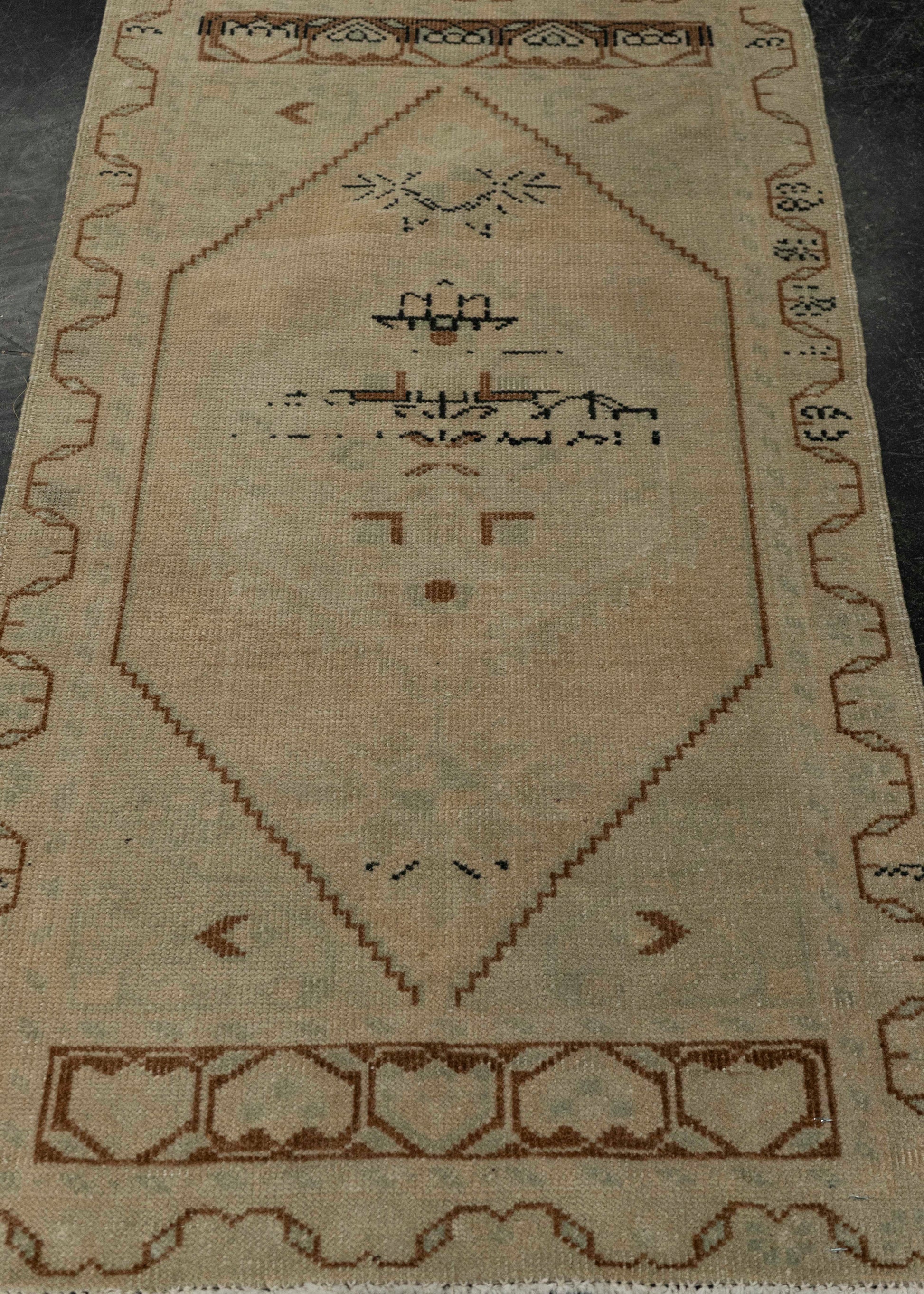 Turkish Mini Rug Oriental Hand Knotted Vintage Rug 1'10" x 3'3" #21054