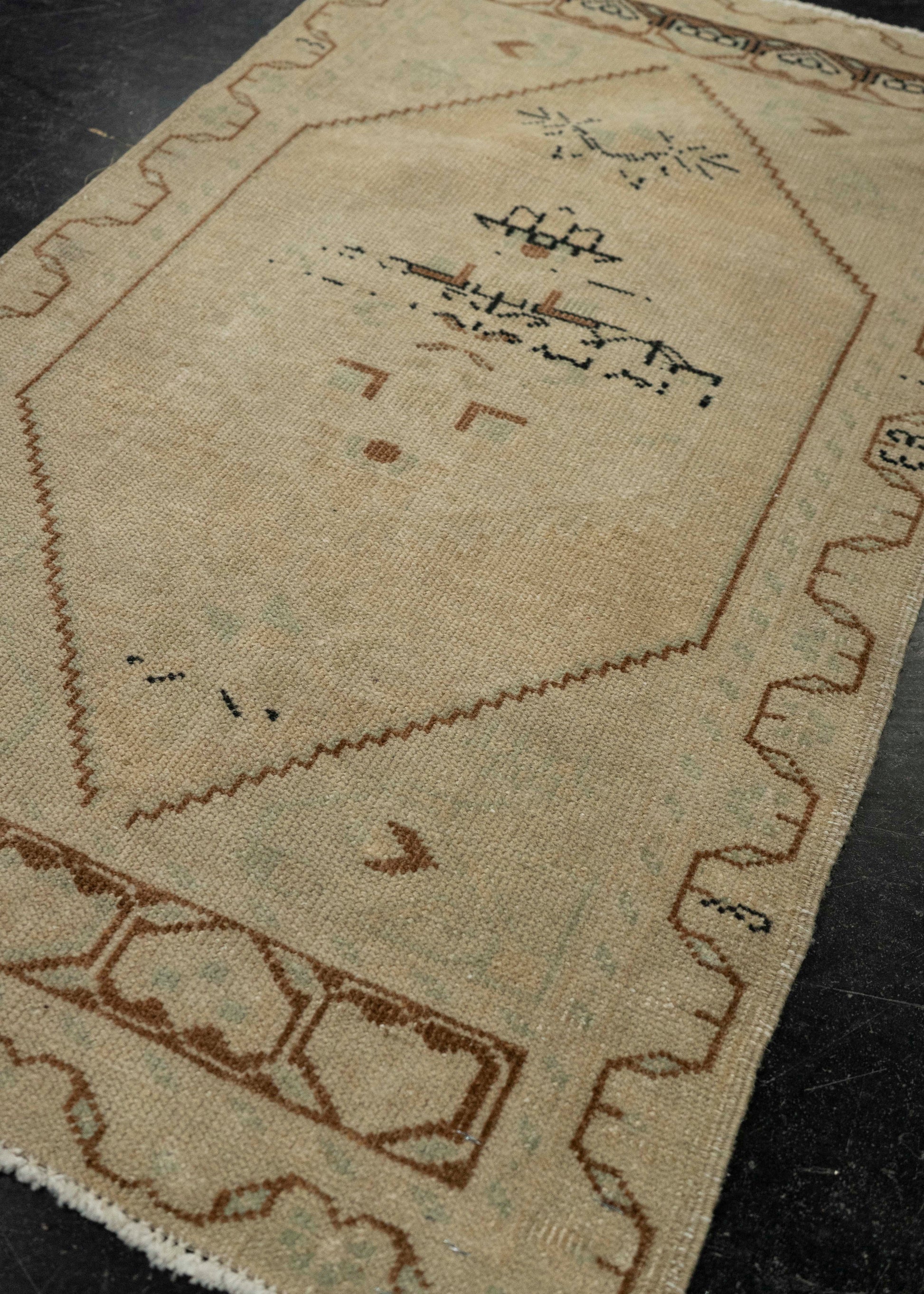 Turkish Mini Rug Oriental Hand Knotted Vintage Rug 1'10" x 3'3" #21054