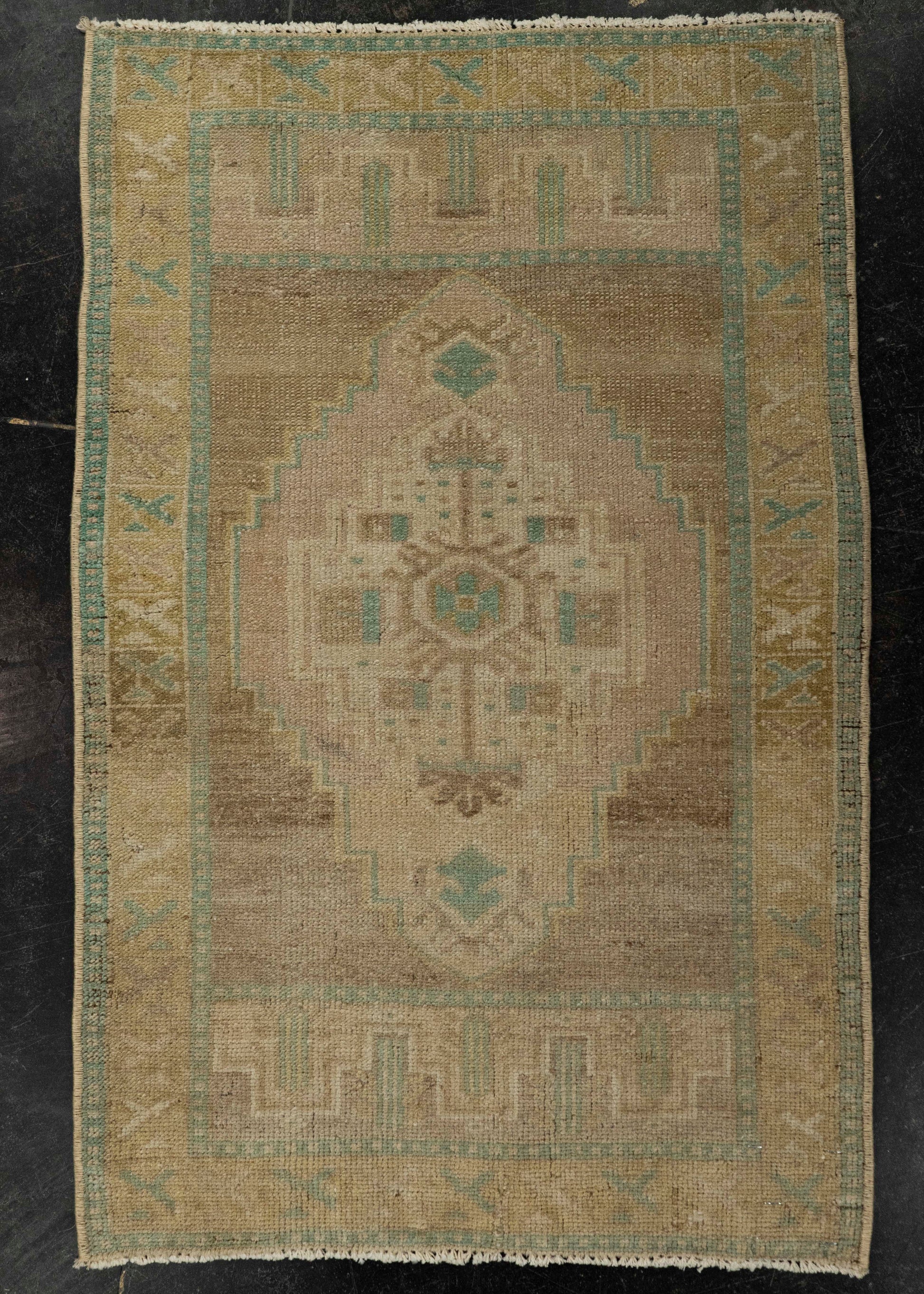 Turkish Mini Rug Oriental Hand Knotted Vintage Rug 1'10" x 2'10" #21053