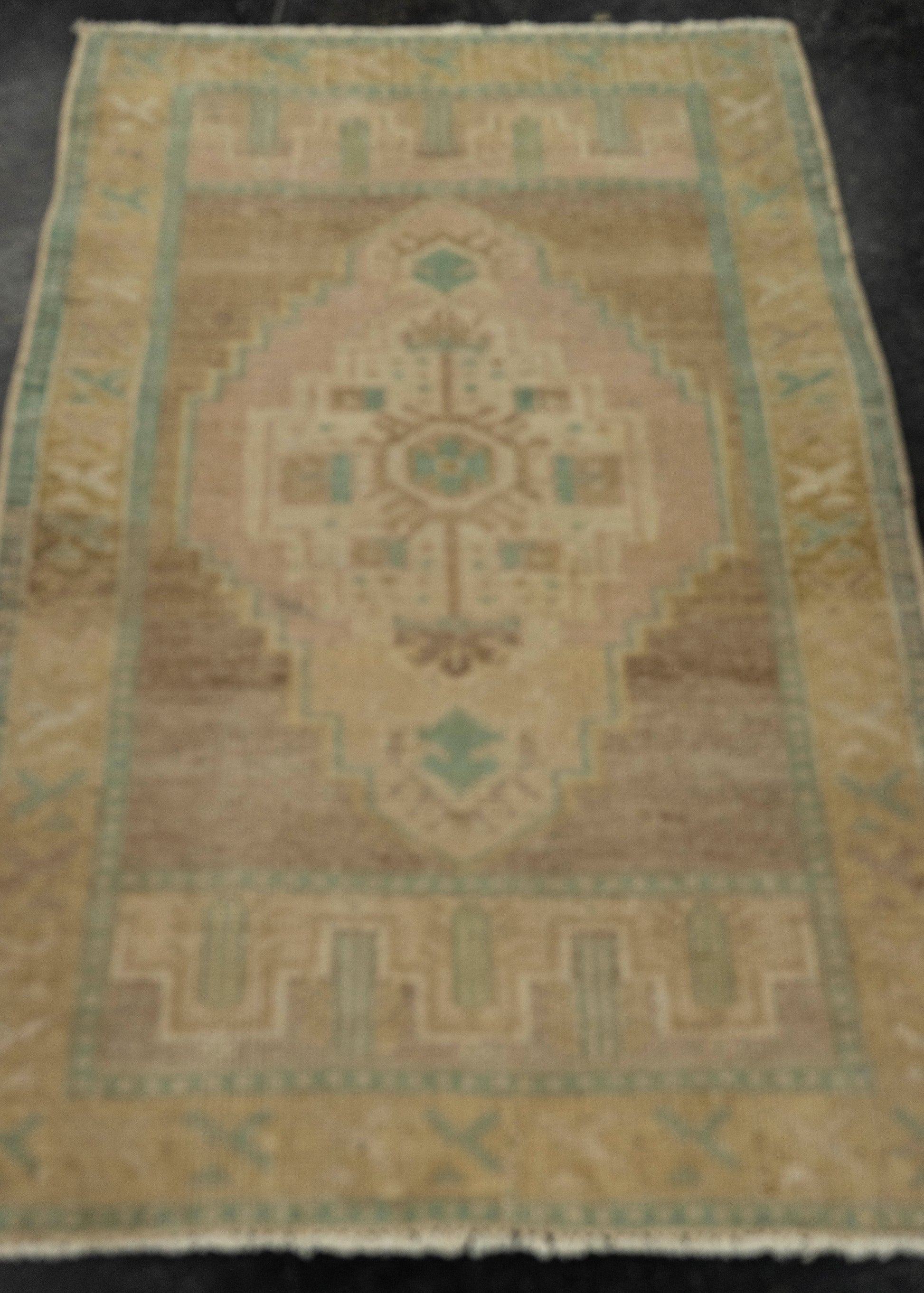 Turkish Mini Rug Oriental Hand Knotted Vintage Rug 1'10" x 2'10" #21053