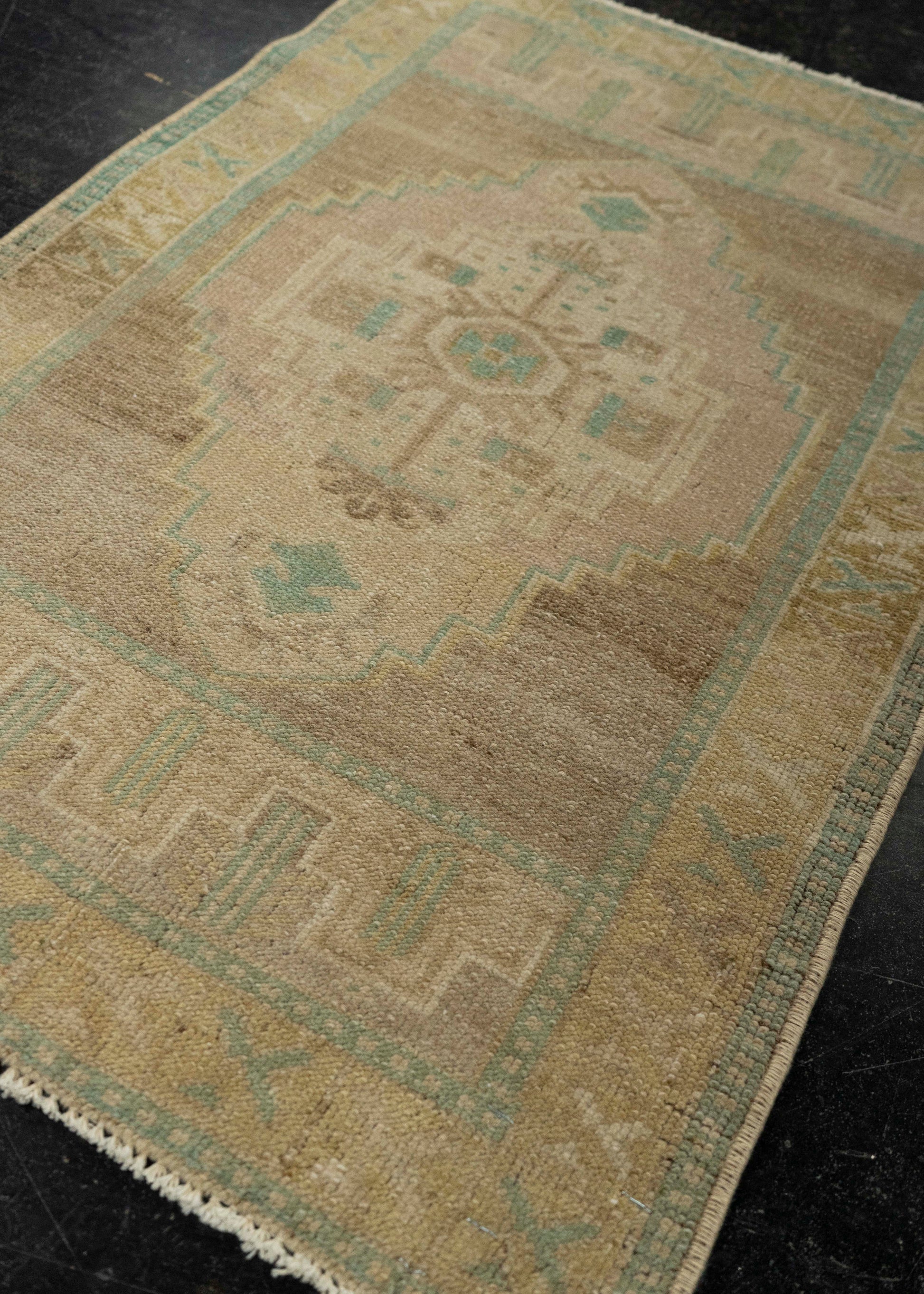Turkish Mini Rug Oriental Hand Knotted Vintage Rug 1'10" x 2'10" #21053