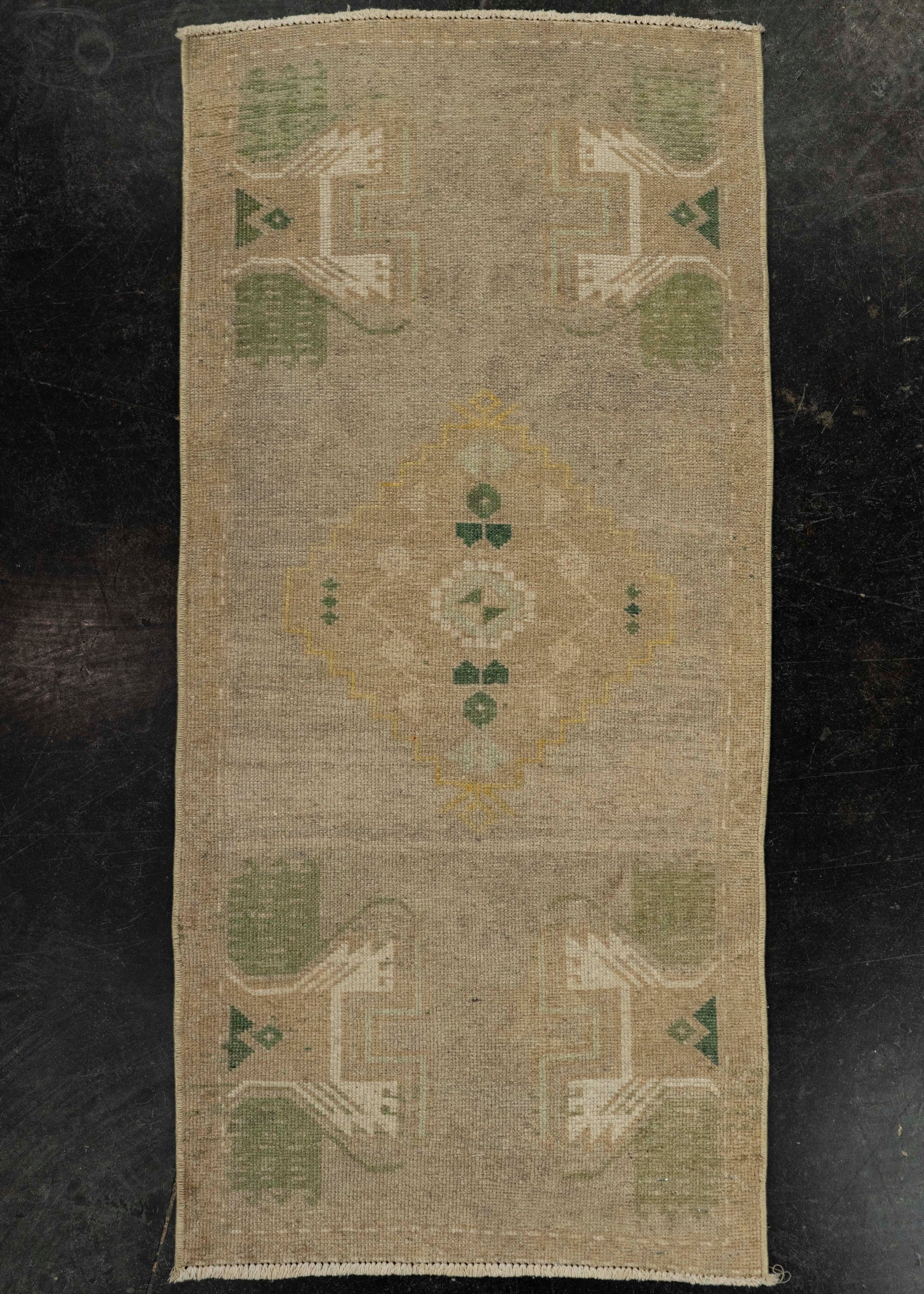 Turkish Mini Rug Oriental Hand Knotted Vintage Rug 1'8" x 3'5" #21253