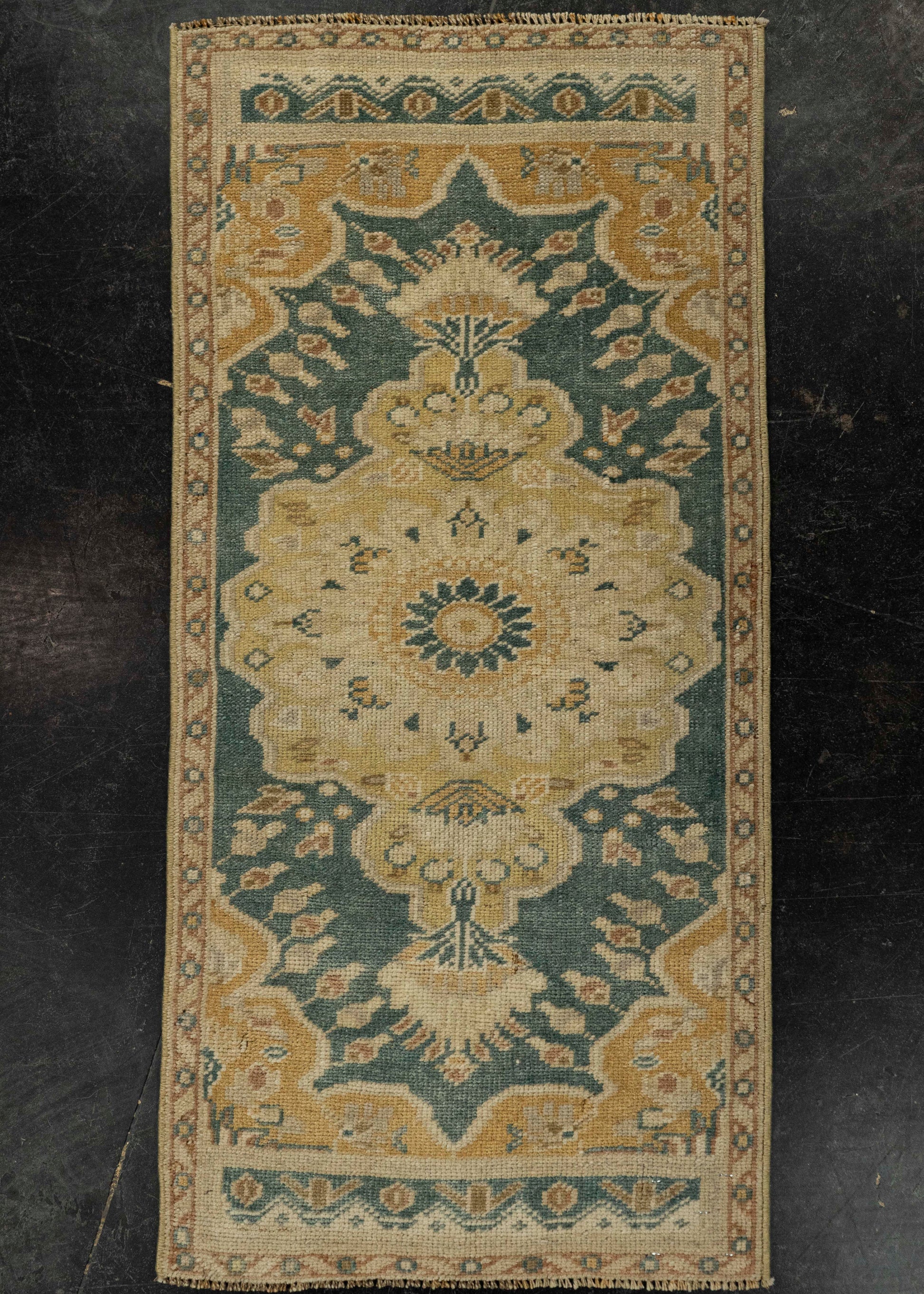 Turkish Mini Rug Oriental Hand Knotted Vintage Rug 1'7" x 3'3" #21251