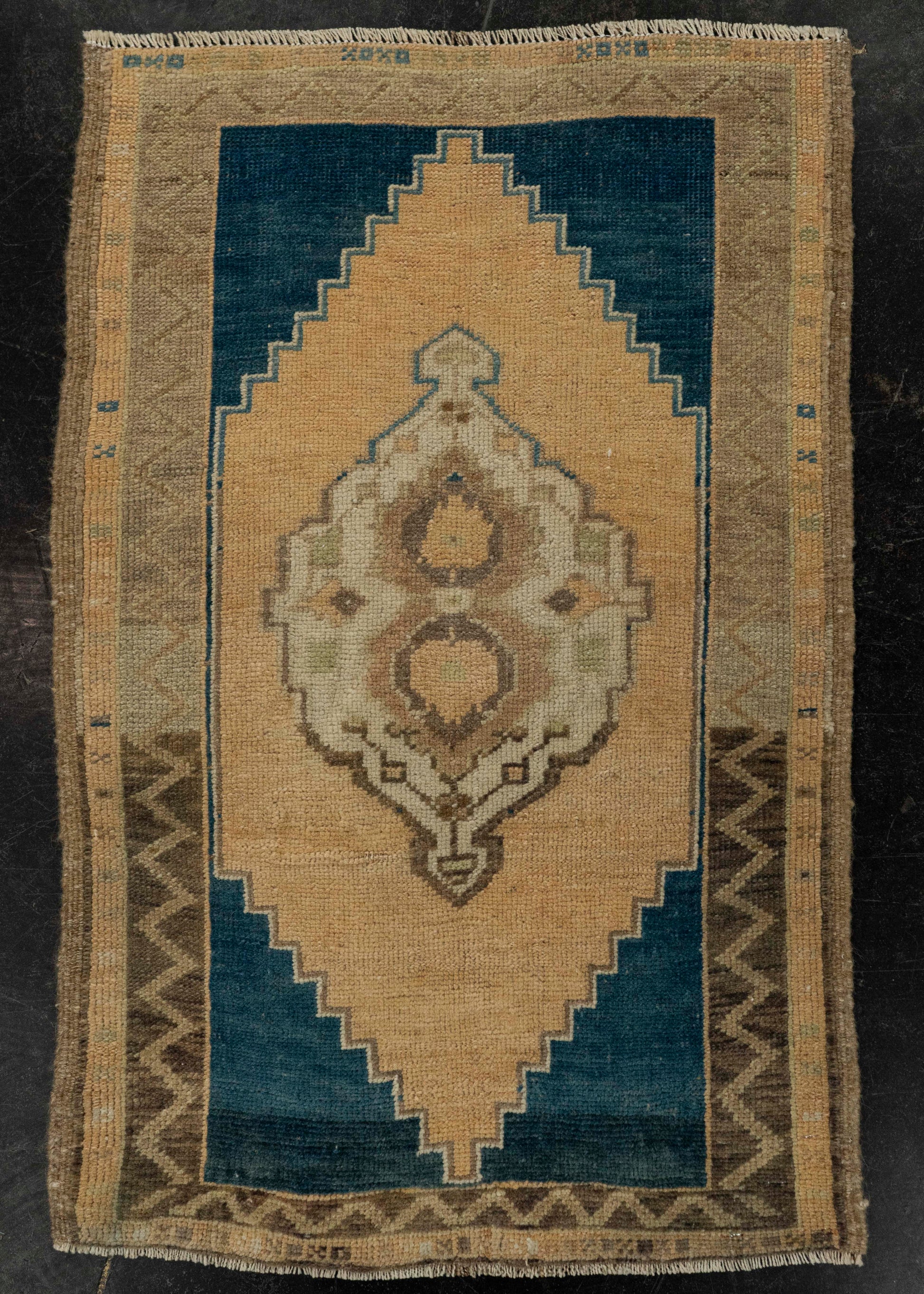 Turkish Mini Rug Oriental Hand Knotted Vintage Rug 1'10" x 2'10" #21192