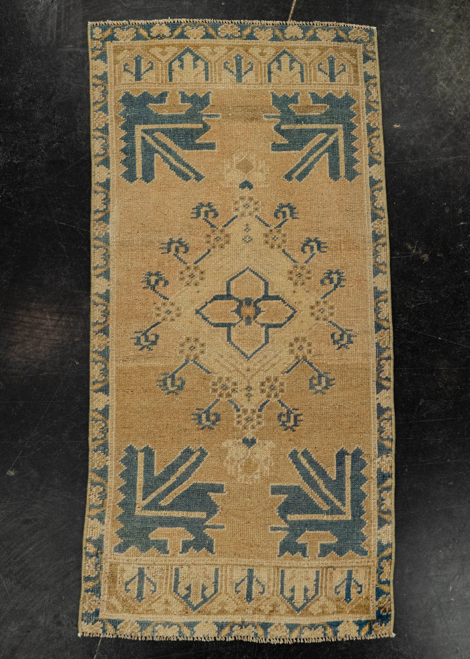 Turkish Mini Rug Oriental Hand Knotted Vintage Rug 1'9" x 3'7" #21231