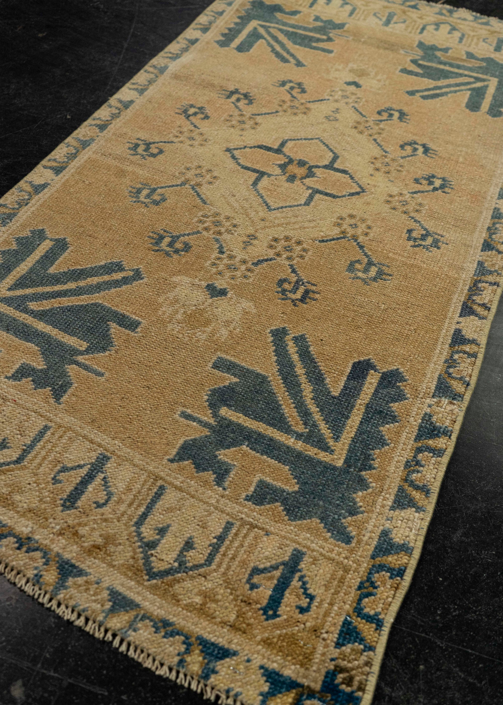 Turkish Mini Rug Oriental Hand Knotted Vintage Rug 1'9" x 3'7" #21231