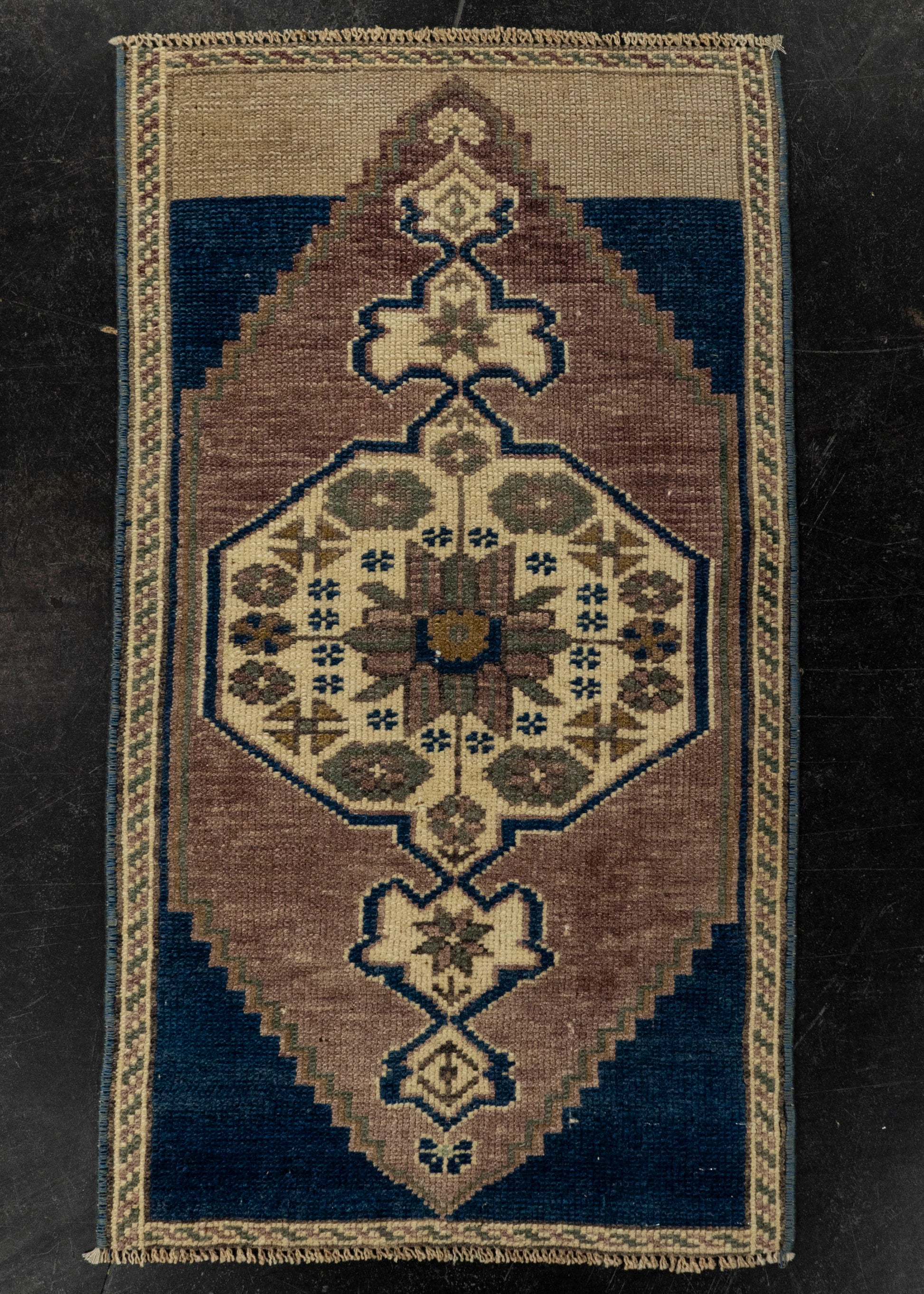 Turkish Mini Rug Oriental Hand Knotted Vintage Rug 1'5" x 2'6" #21208