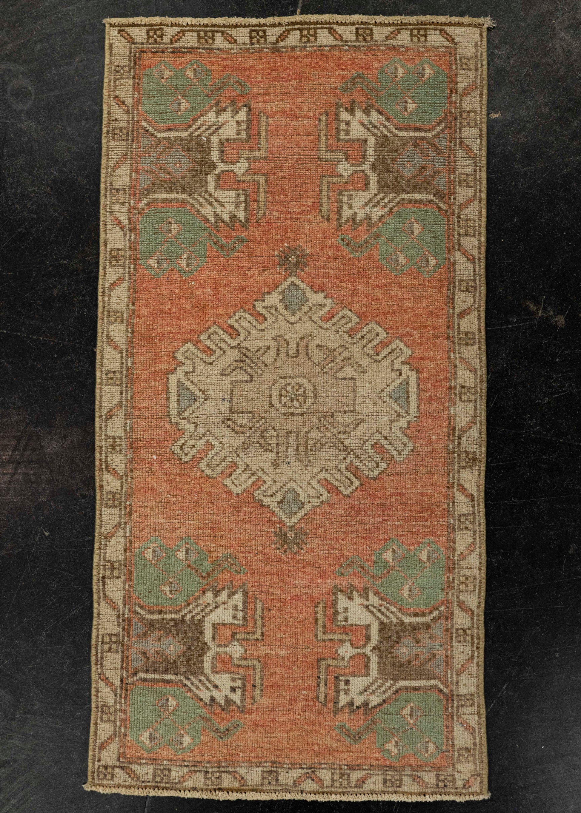 Turkish Mini Rug Oriental Hand Knotted Vintage Rug 1'6" x 3' #21209