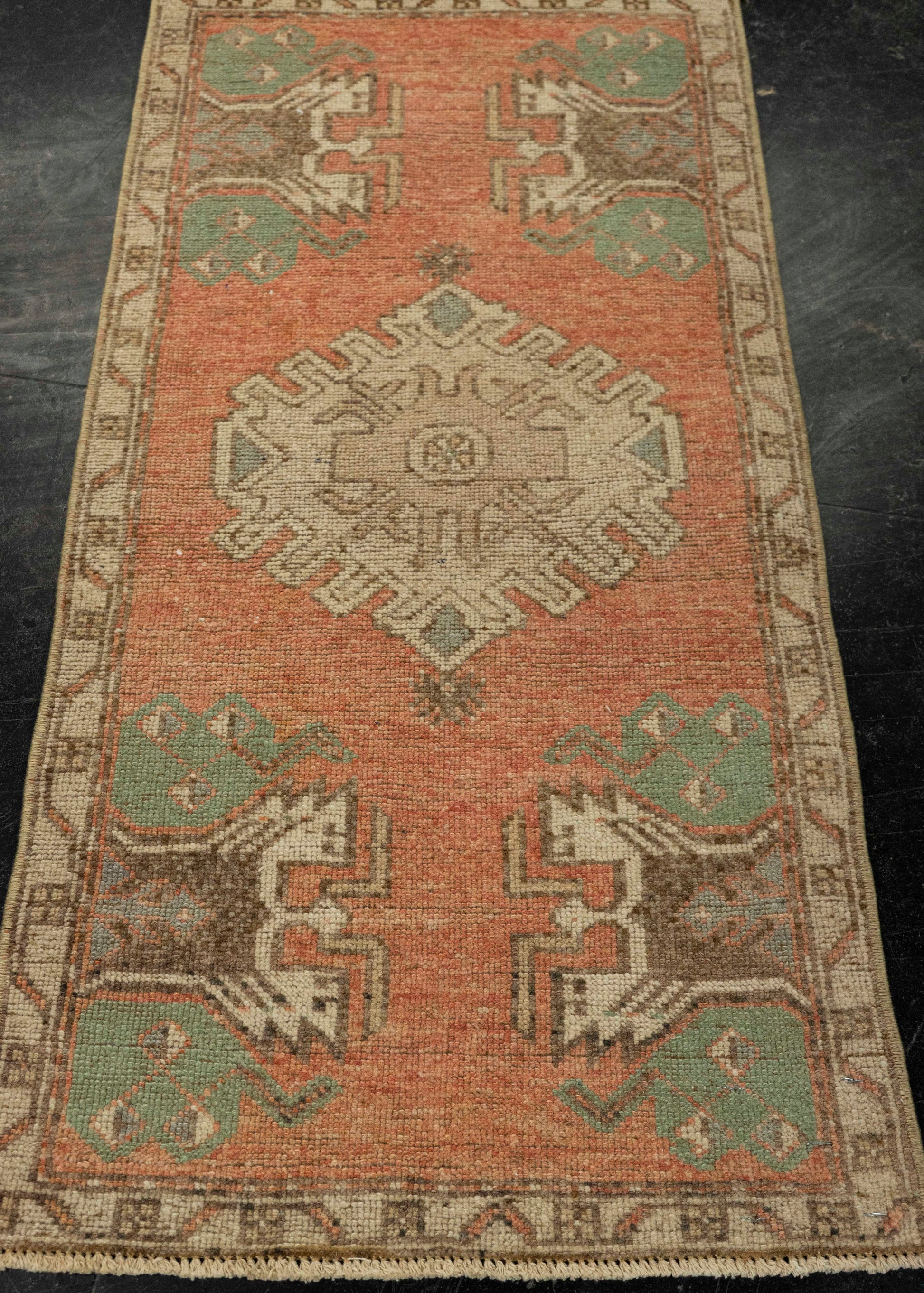 Turkish Mini Rug Oriental Hand Knotted Vintage Rug 1'6" x 3' #21209